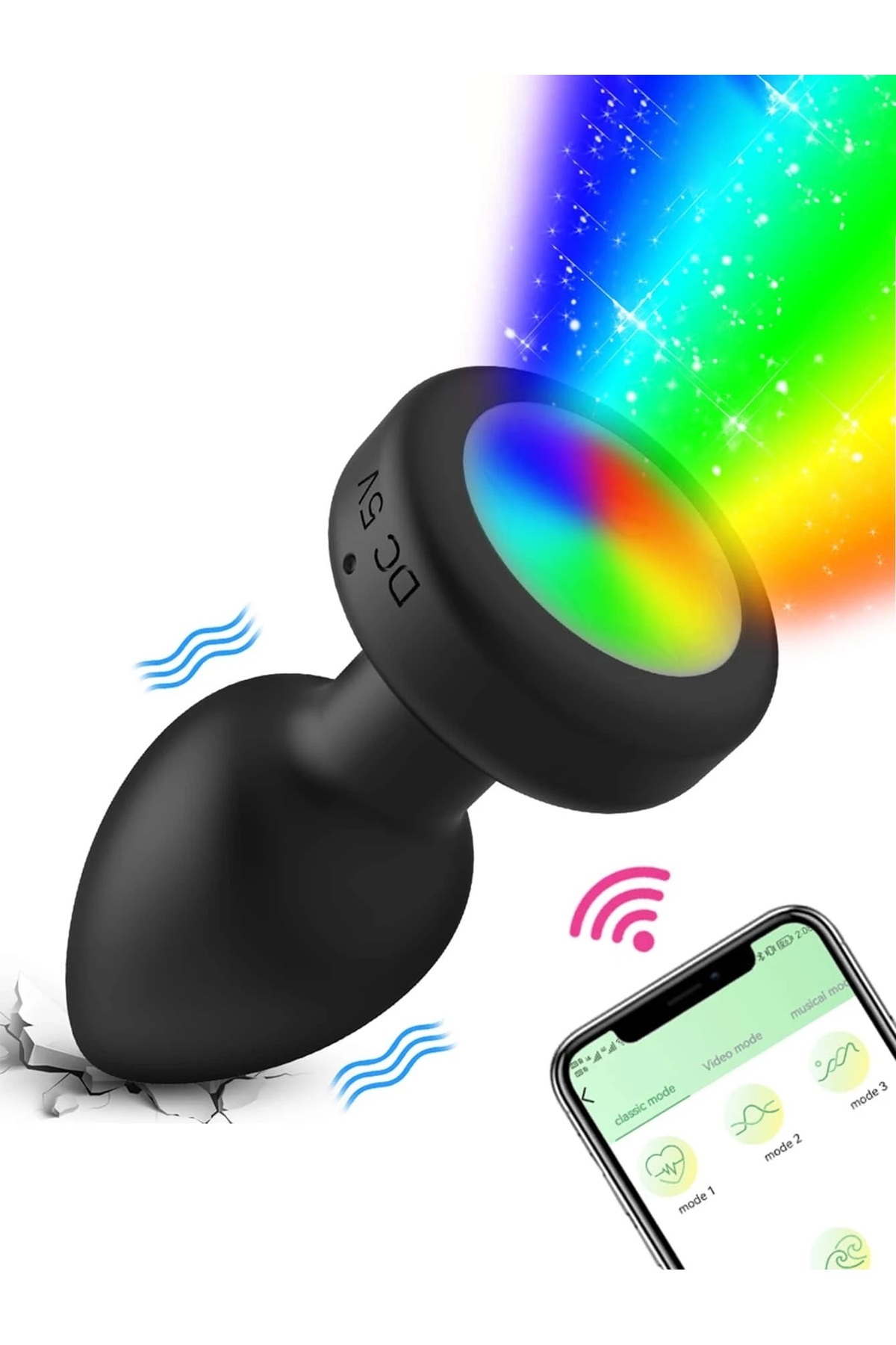 Şarjlı Telefon Uygulamalı Led Işıklı Soft Silikon Doku 10 Mod Titreşim 9 Cm Anal Vibratör Tıkaç Plug