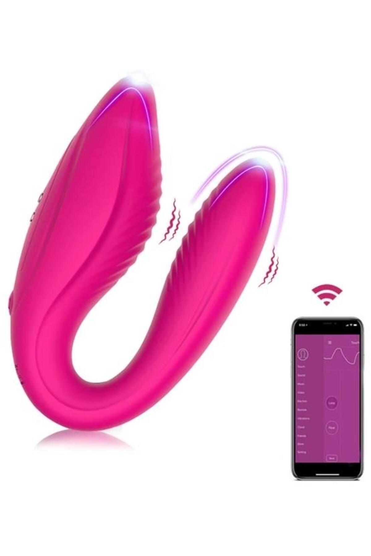 Telefon Kontrollü Uygulamalı U Şekilli Çiftlere Özel Giyilebilen Şarjlı Soft Esnek Silikon Vibratör