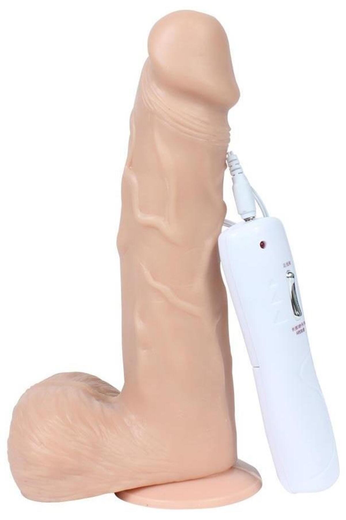 Yumuşak Gerçekçi Dokuda 6 Farklı Titreşimli Dildo Oynar Başlıklı 18.5 Cm Realistik Vibratör Penis
