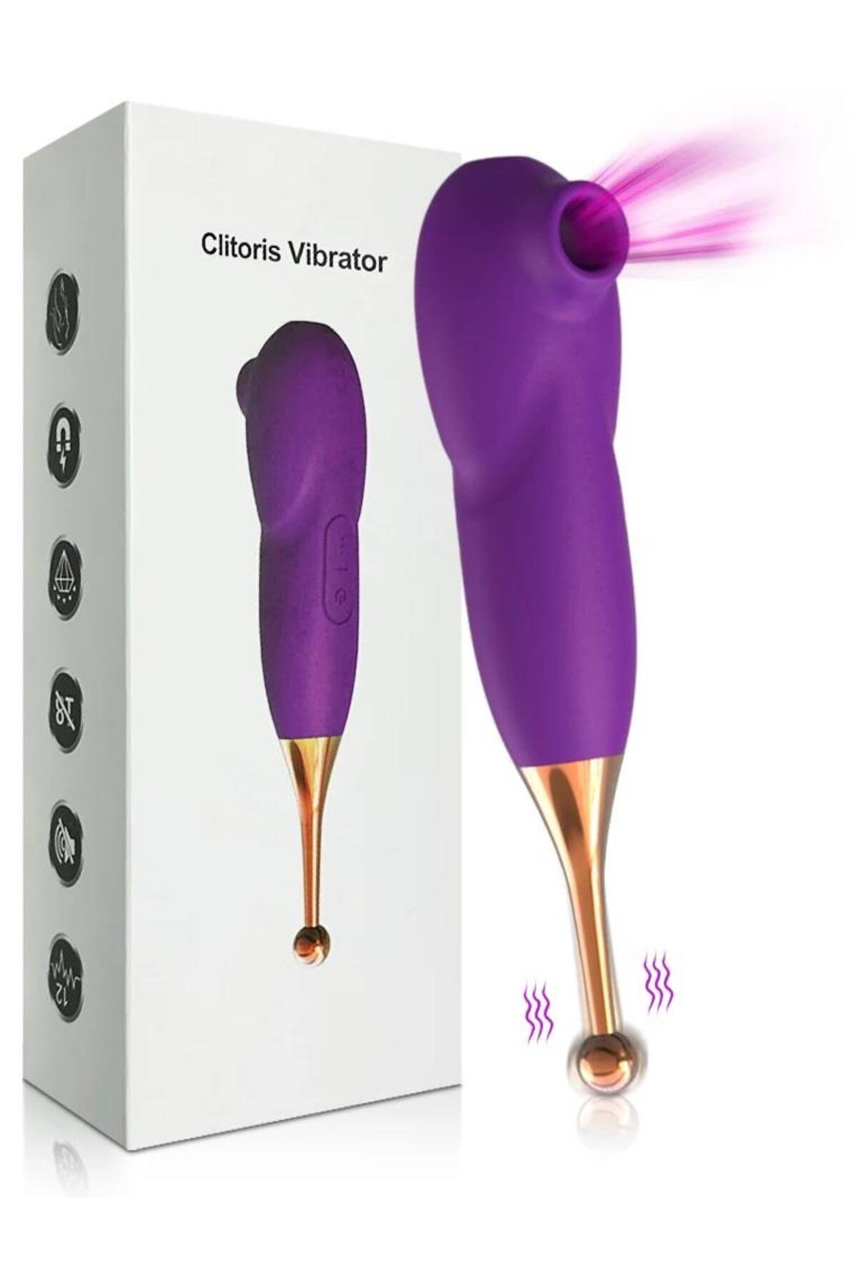 Usb Şarjlı 12 Mod Titreşim 12 Mod Emiş Güçlü Çift Taraflı Silikon Dokuda Klitoris Uyarıcılı Vibratör