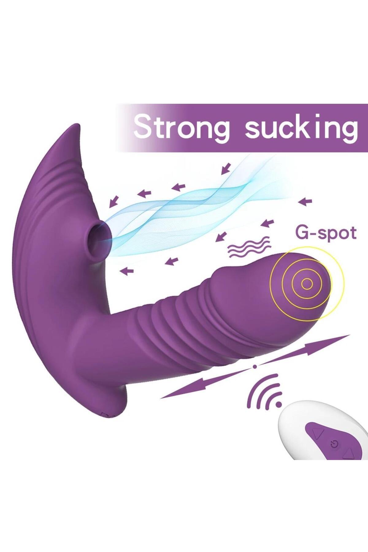 Emiş Güçlü İleri Geri Hareketli Kumandalı Şarjlı Giyilebilen Güçlü Titreşimli Soft Silikon Vibratör