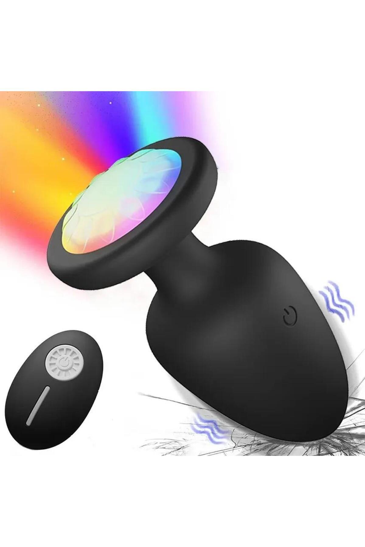 Uzaktan Kumandalı 10 Mod Titreşim Ve Modlu Led Işık Soft Silikon Doku 10 Cm Anal Plug Tıkaç Vibratör