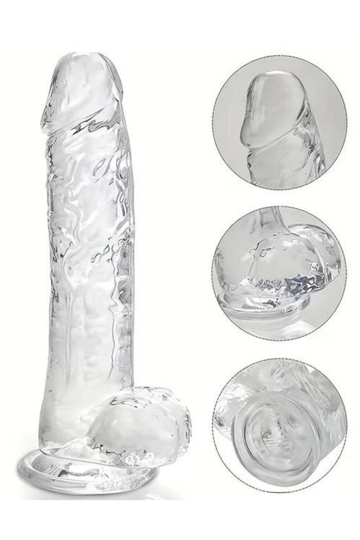 21 Cm Şeffaf Jel Dildo Gerçekçi Yumuşak Dokuda Güçlü Vantuzlu Esnek Dokuda Tasarlanan Yapay Penis