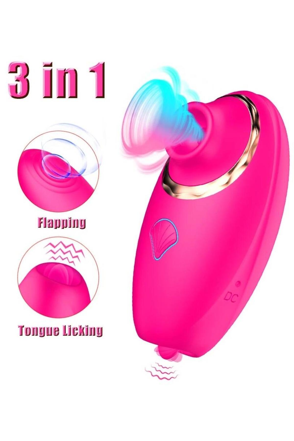 10 Farklı Titreşimli Dil Hareketli Ve Emiş Güçlü Soft Silikon Dokuda Usb Şarjlı 3 in 1 Vibratör