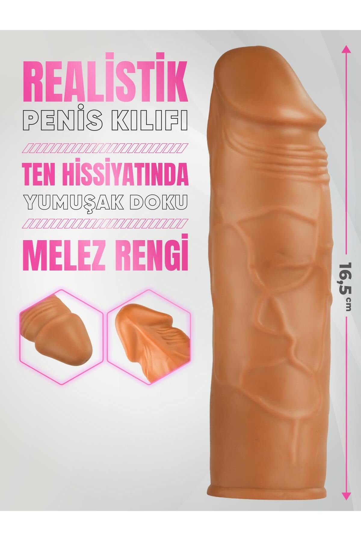 Gerçekçi Yumuşak Dokulu Esnek 3 Cm Uzatmalı Dolgulu 16.5 Cm Erkek Kılıfı