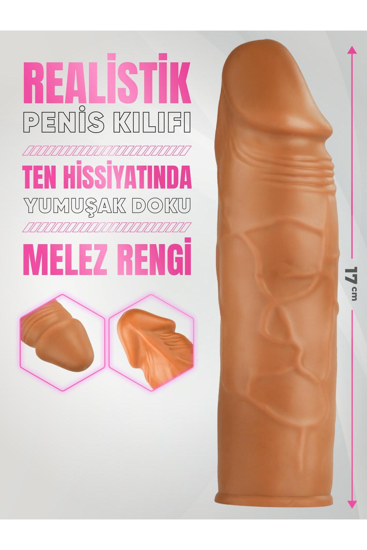 Et Dokusunda Esnek 3 Cm Uzatmalı Dolgulu 17 Cm Gerçekçi Ten Hissi Realistik Melez Penis Dildo Kılıfı
