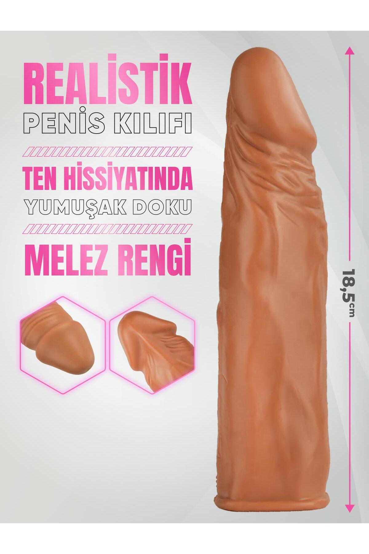 Gerçekçi Yumuşak Dokulu Esnek 5 Cm Uzatmalı Dolgulu 18.5 Cm Erkek Kılıfı