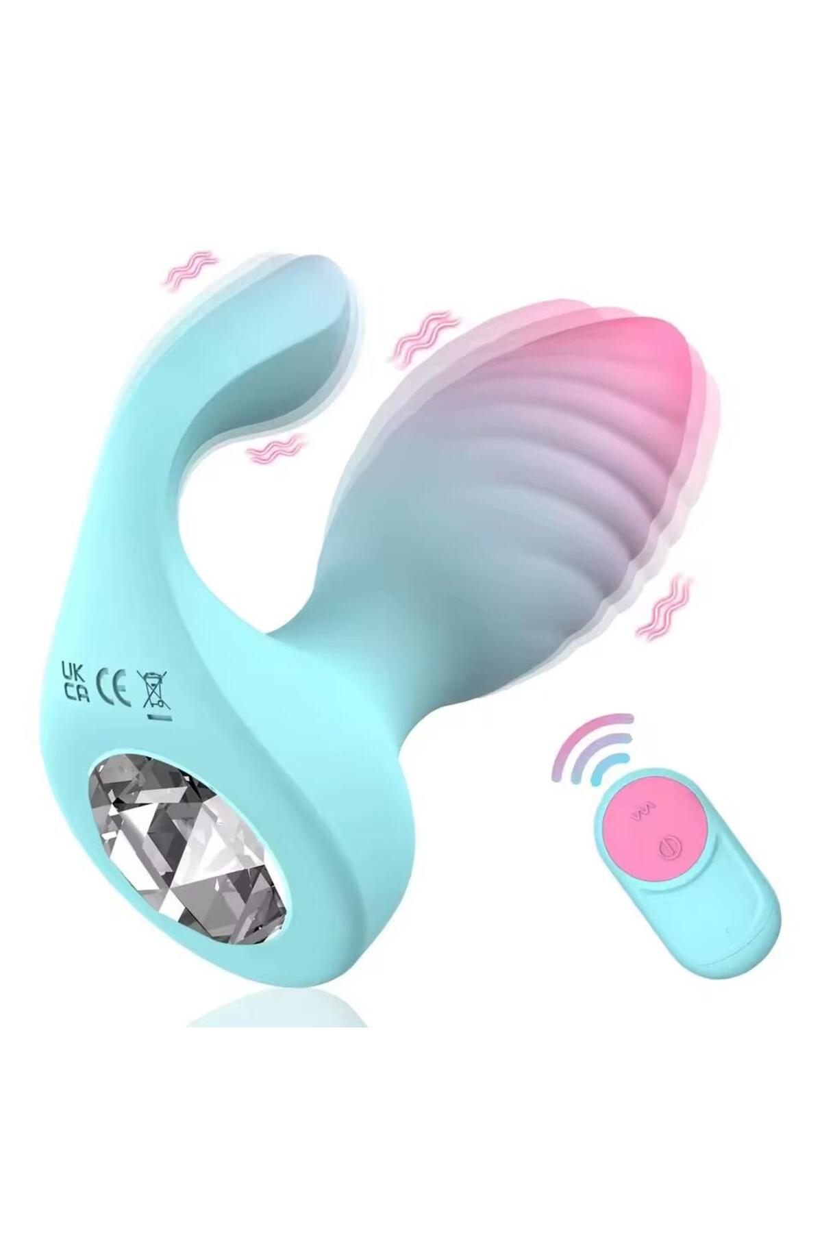 2 in 1 Çift Motorlu Şarjlı Uzaktan Kumandalı 10 Farklı Titreşim Soft Silikon Anal Ve Vajina Vibratör