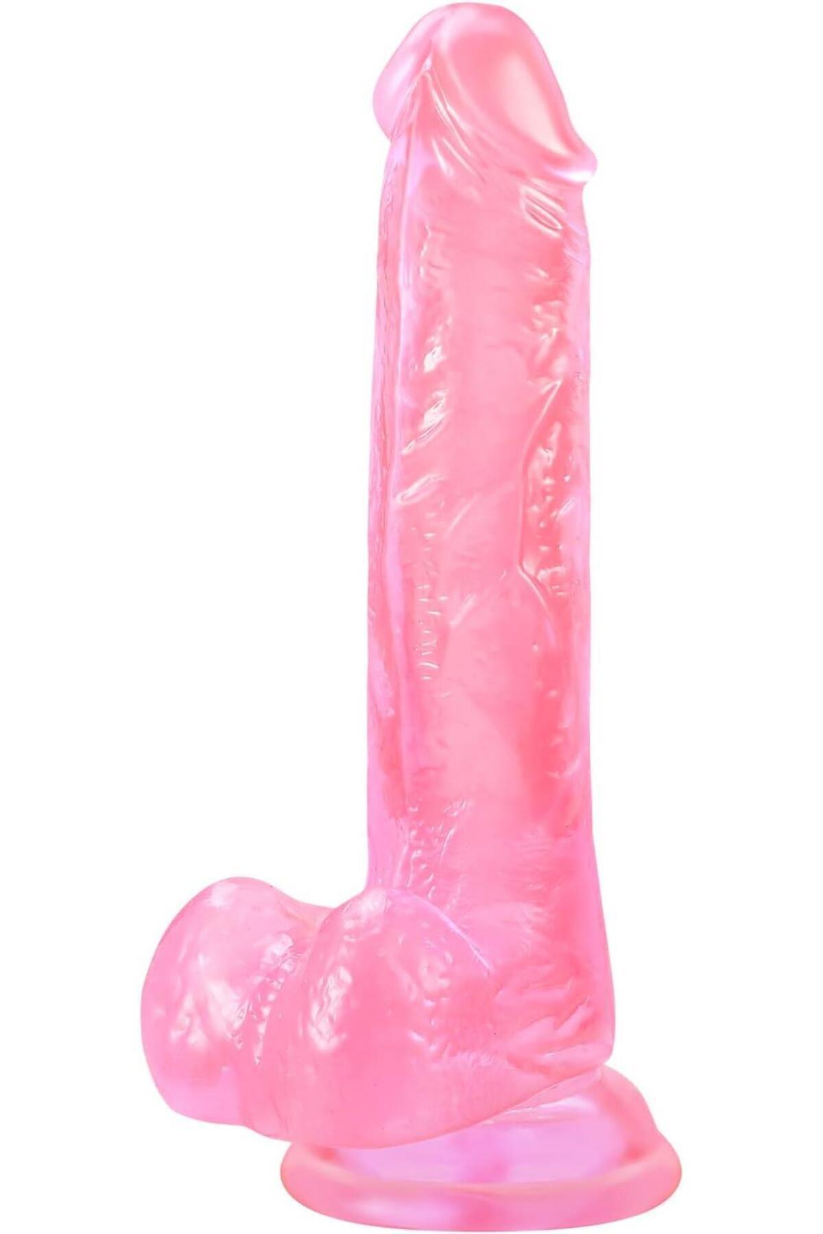 Pembe Jel 18 Cm Gerçekçi Esnek Yumuşak Dokuda Dildo Vajina Anal Kullanılabilen Güçlü Vantuzlu Penis