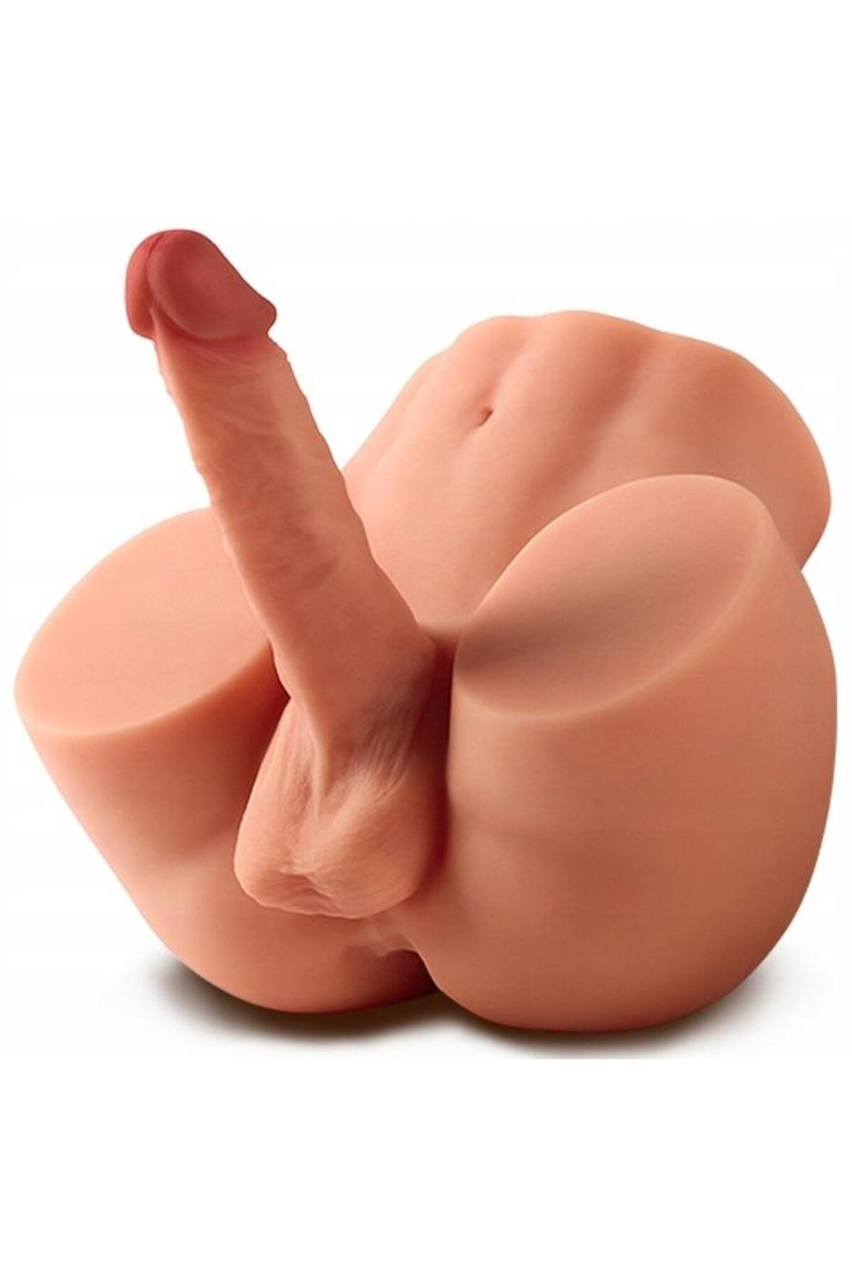 Gerçekçi Doku Büyük Boy 5.6 Kg Realistik 17 Cm Yapay Dildo Penisli Anüslü Erkek Mastürbatör Kalçası