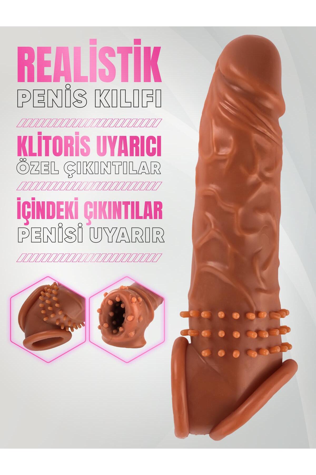Gerçekçi Ten Hissi 4,5 Cm Uzatmalı 22 Cm Tırtıklı Esnek Dolgulu Erkek Kılıfı