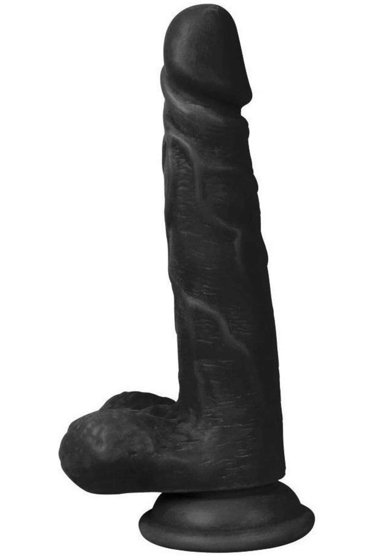 Gerçekçi Yumuşak Et Dokusunda Siyah Dildo 19.5 Cm Güçlü Vantuzlu Anal Vajina Realistik Zenci Penis