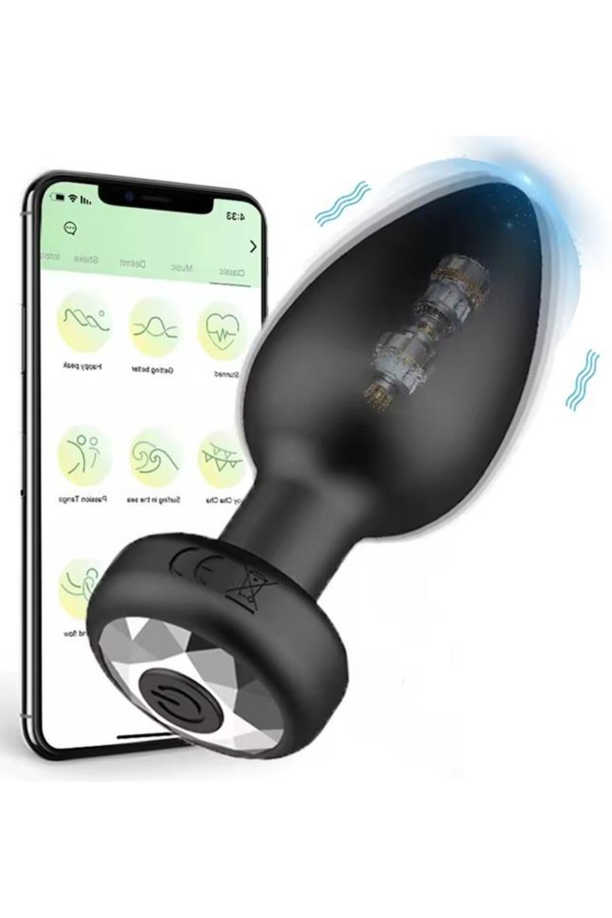 Telefon Kontrollü Uygulamalı Usb Şarjlı Anal Plug Tıkaç Güçlü Titreşimli Bluetoothlu Uyumlu Vibratör
