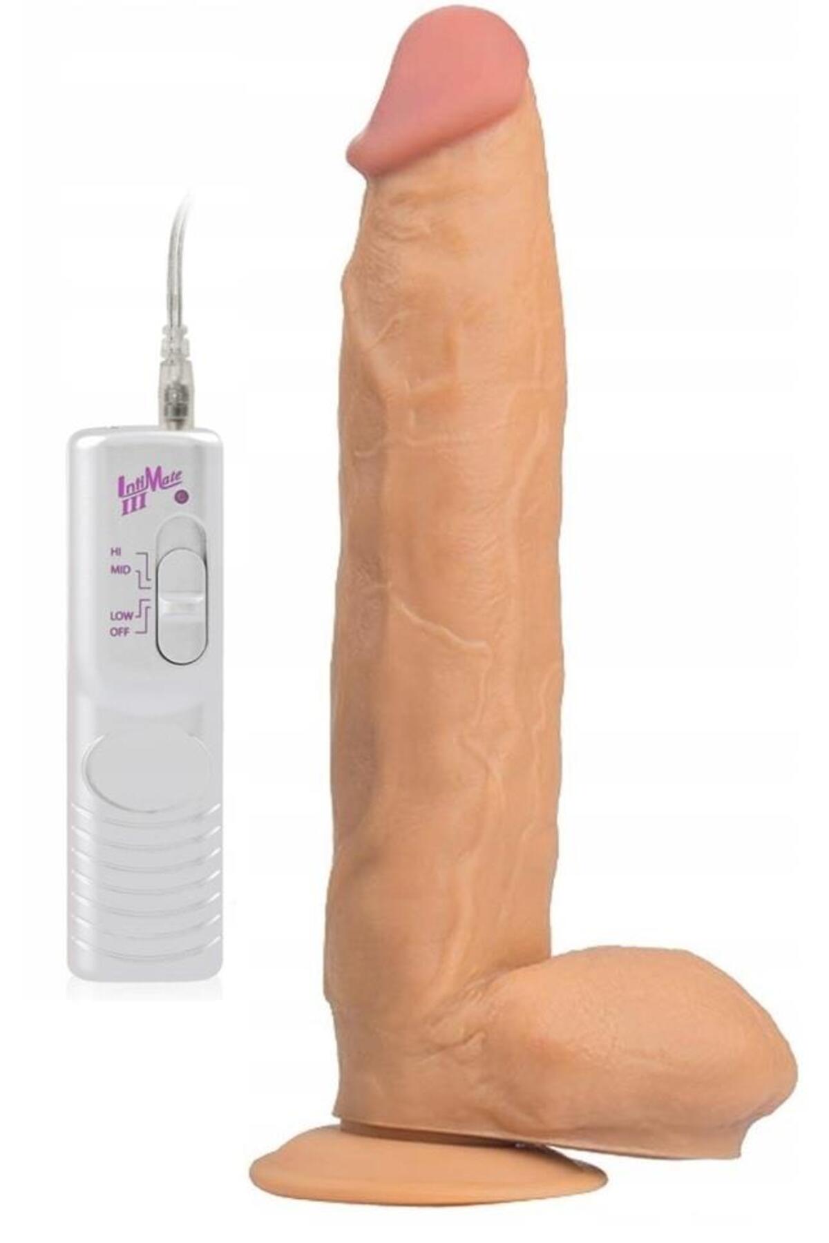 Ultra Gerçekçi Dokuda Kalın 31 Cm Güçlü Titreşimli Dildo Güçlü Vantuzlu Penis Realistik Vibratör