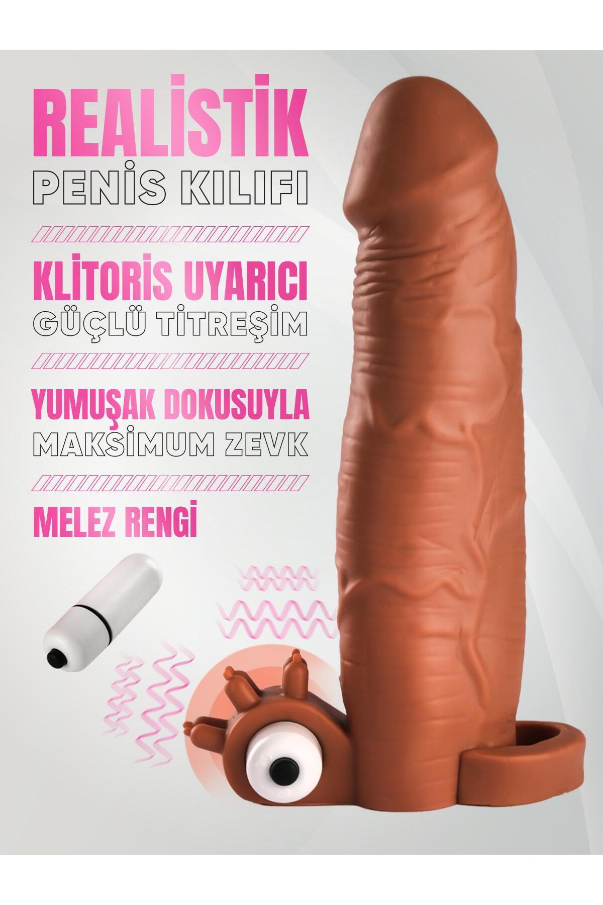 Uzatmalı 19,5 Cm Güçlü Titreşimli Testis Tutacaklı Gerçekçi Dokulu Erkeklere Özel Kılıf