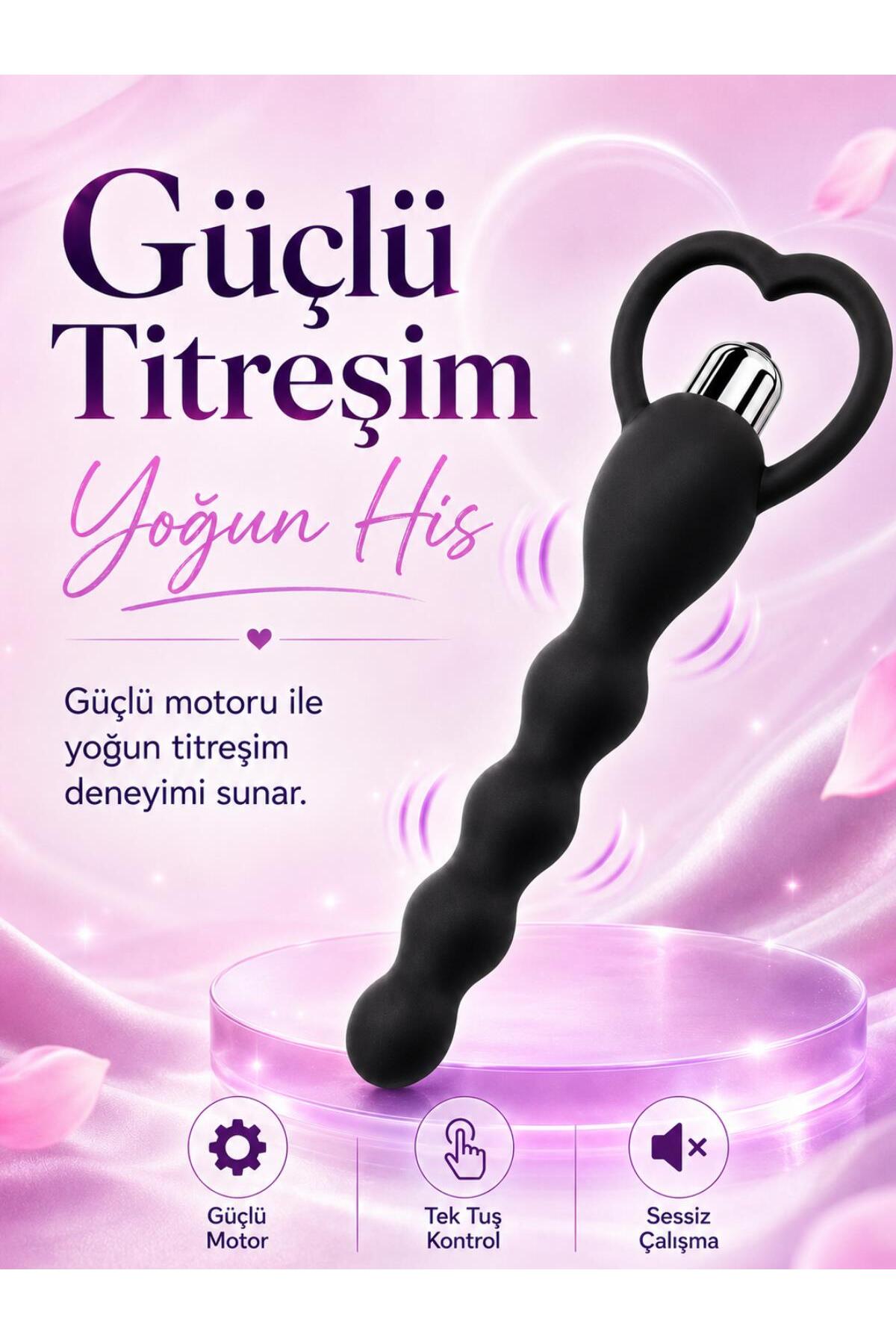 17 Cm Boğumlu Güçlü Titreşimli Esnek Soft Silikon Doku Anal Vajina Kullanılabilen Zevk Vibratörü