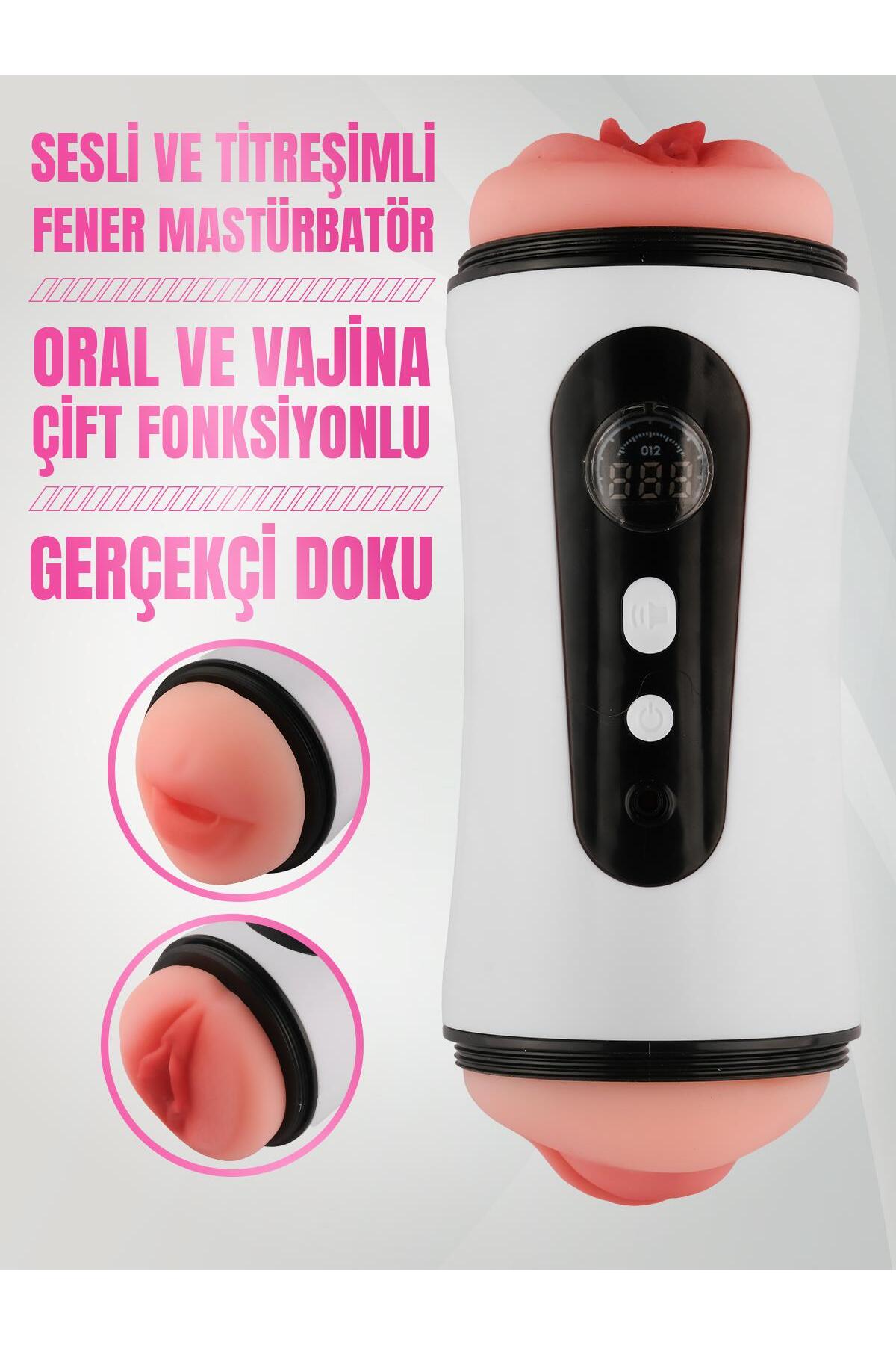 Usb Şarjlı 10 Mod Titreşimli Ses Fonksiyonlu Çift İşlevli Vajina Ve Oral Ağız Dil Yapısı Mastürbatör