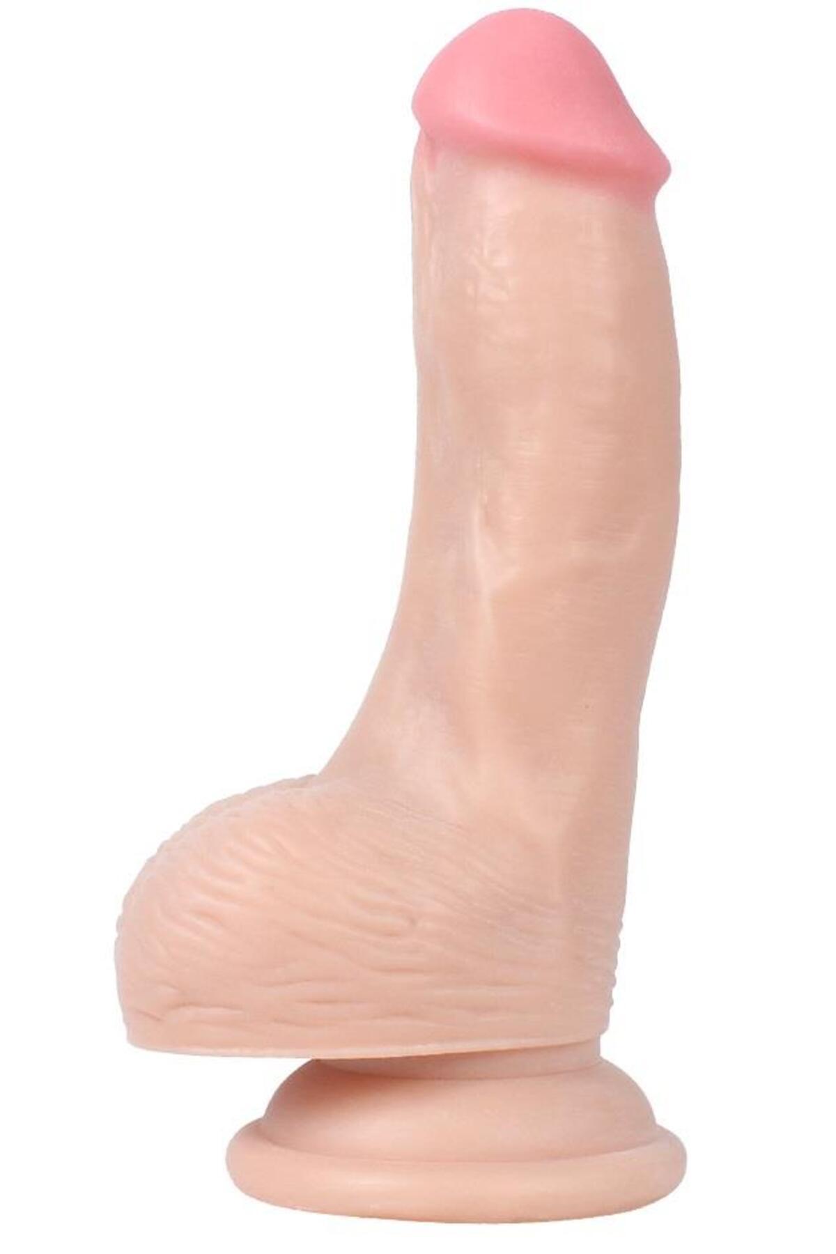 Ultra Soft Gerçekçi Pürüzsüz Doku 22,5 Cm Kalın Penis Ten Hissiyatı Güçlü Vantuzlu Realistik Dildo