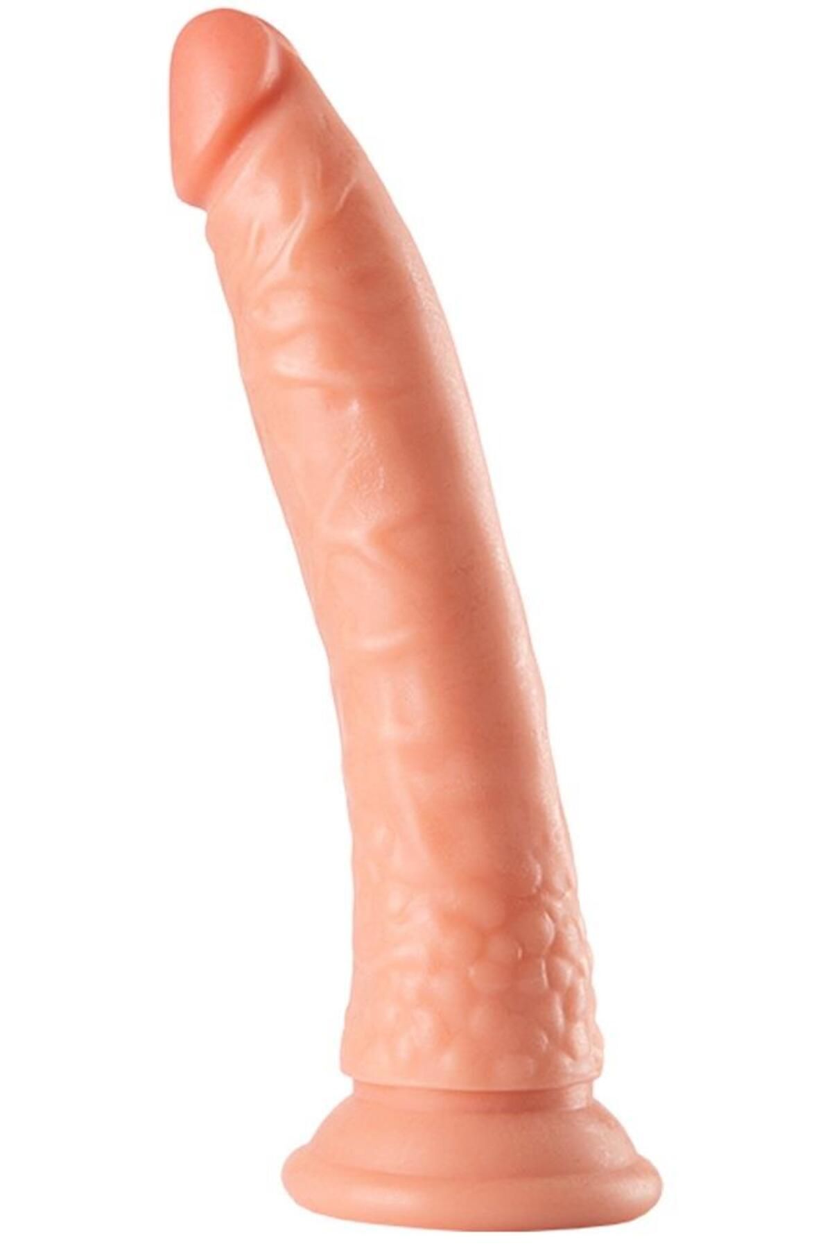 Gerçekçi Yumuşak Ten Dokusunda 21 Cm Yumurtalıksız Penis Güçlü Vantuzlu Anal Vajina Realistik Dildo