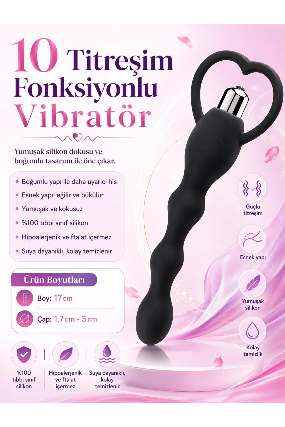 Boğumlu Esnek Soft Silikon Dokulu 10 Mod Güçlü Titreşimli Çok Amaçlı Vibratör