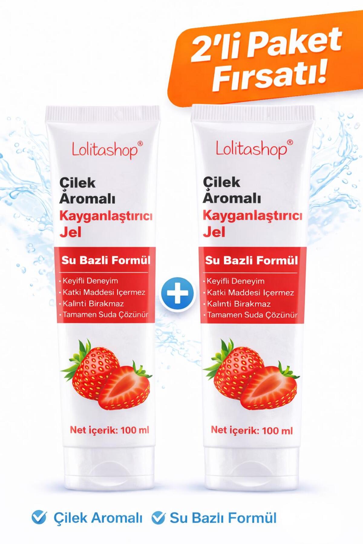 2'li Fırsat Paketi Çilek Aromalı Su Bazlı 200 ml Kayganlaştırıcı Jel Seti