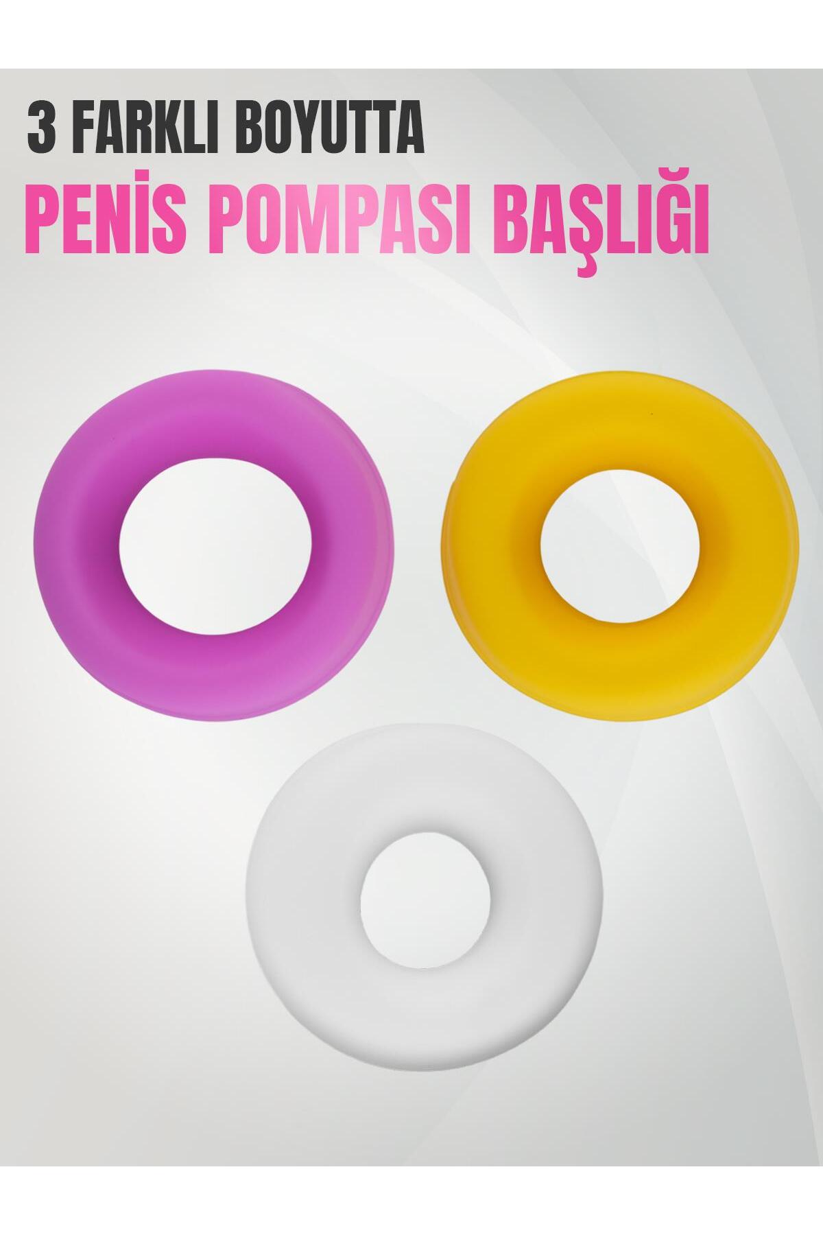 Vakum Pompası 3'lü Farklı Boyutlarda Yedek Silikon Penis Pompası Başlığı
