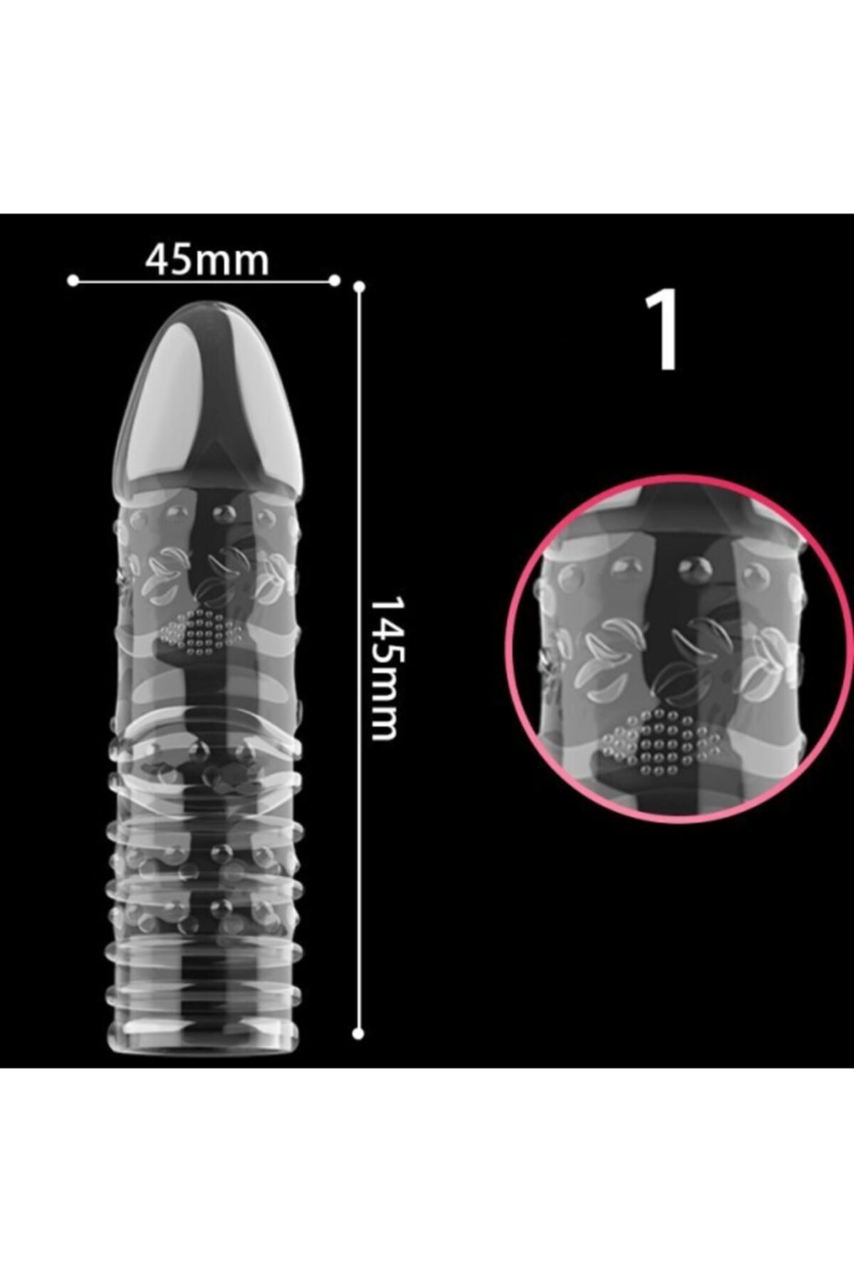 Tiger Geciktirme Destekli Sleeve Silikon Kılıf 14,5 Cm Şeffaf Kabartmalı Yapı