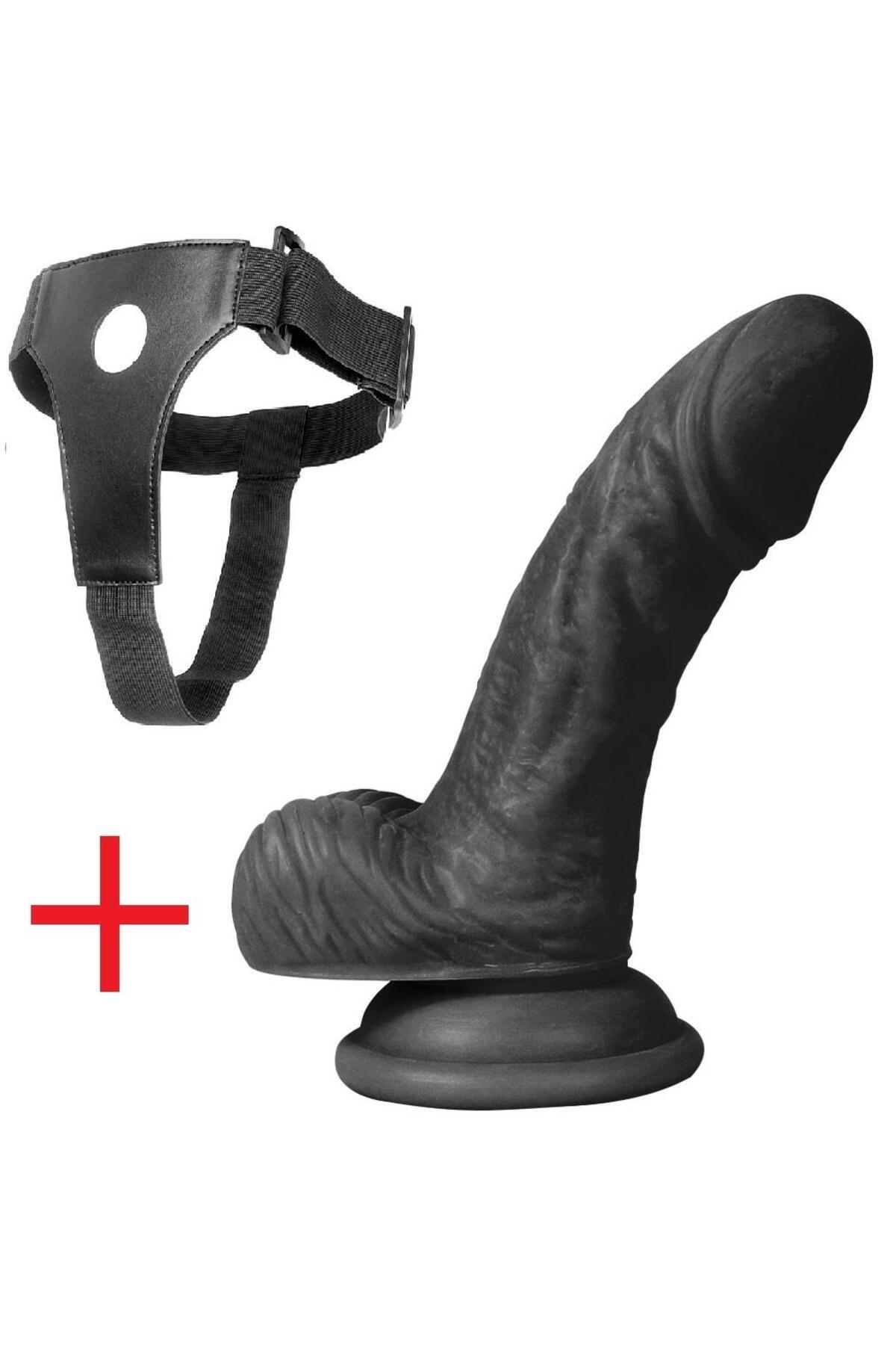 Belden Bağlamalı Kalın 13.5 Cm Anal Vajinal Zenci Dildo Gerçekçi Doku Takma Kemerli Realistik Penis