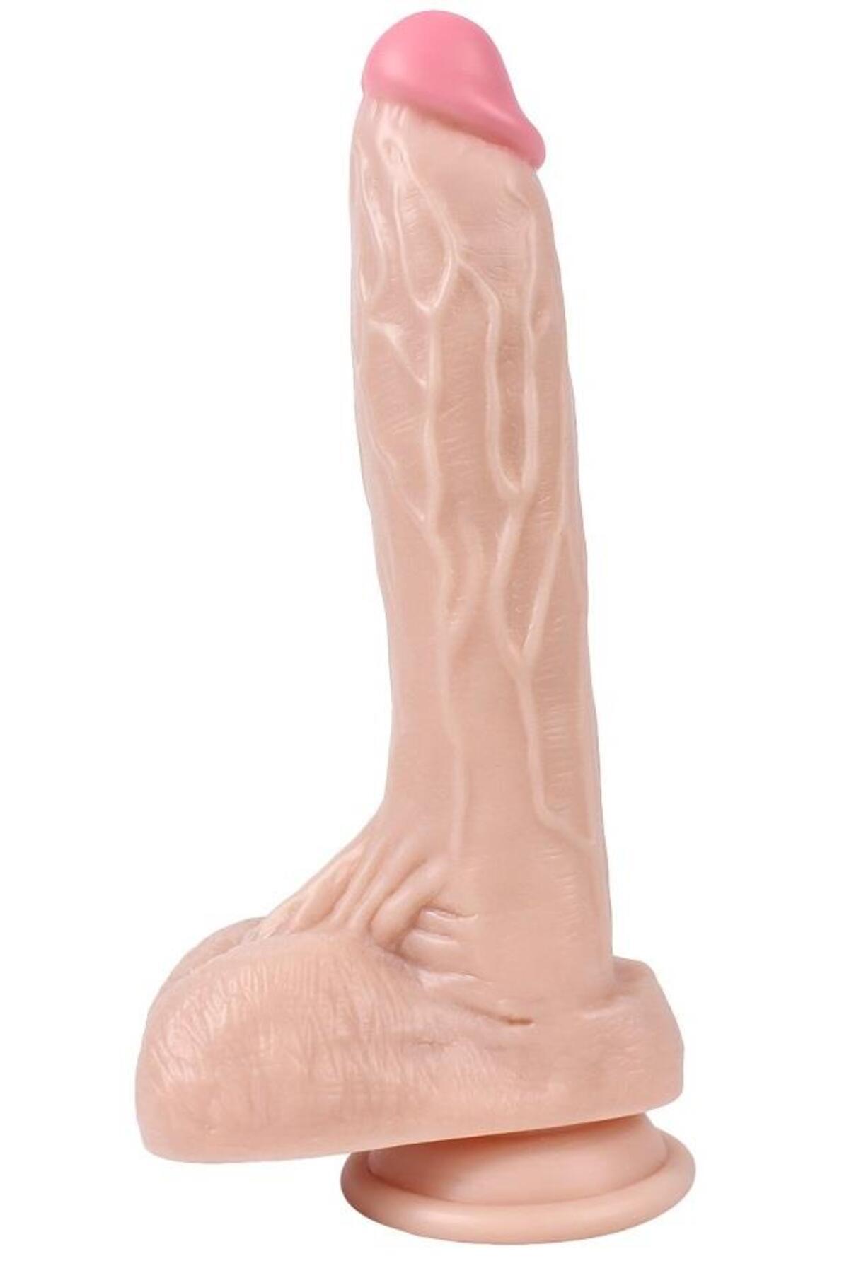 Gerçekçi Görünüme Sahip Soft Et Dokusunda 20.5 Cm Dildo Güçlü Vantuzlu Ten Rengi Realistik Penis