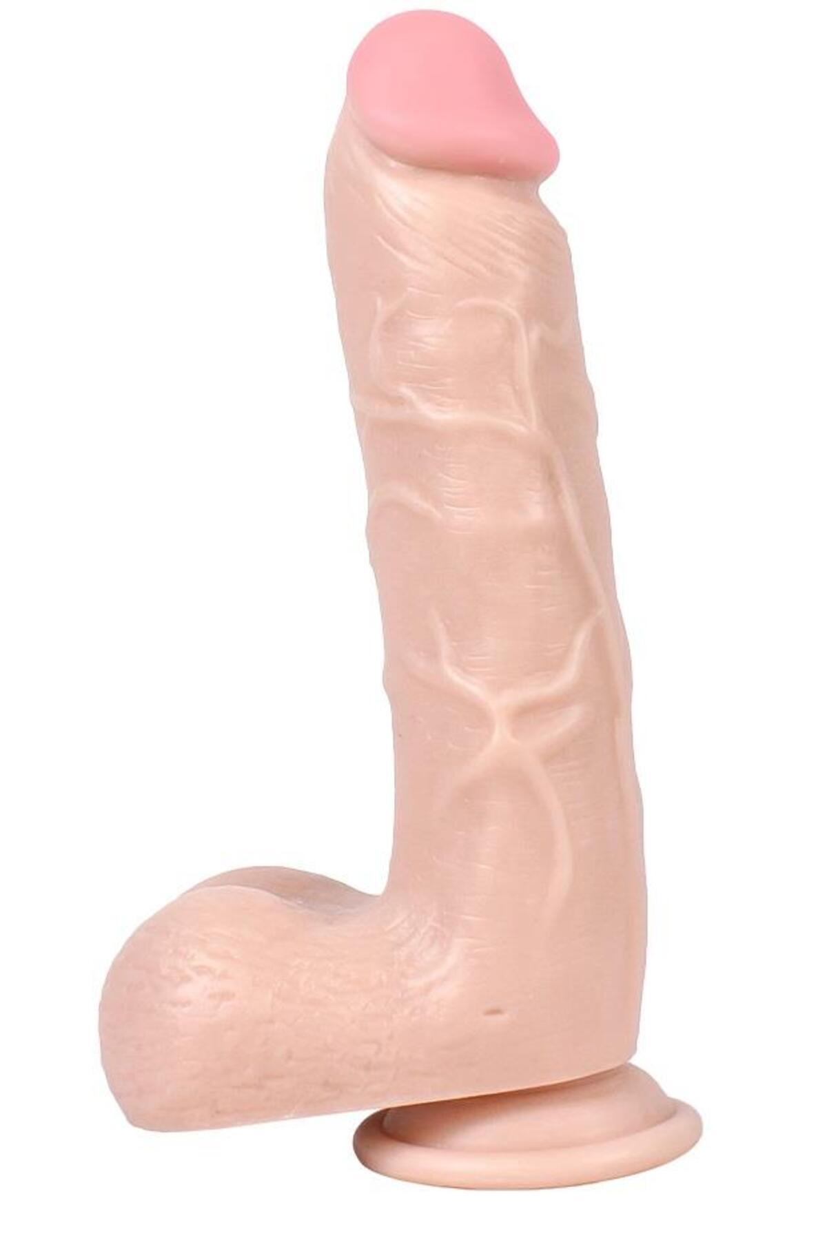 Süper Gerçekçi Et Dokusunda 21 Cm Kalın Penis Güçlü Vantuzlu Ten Hissiyatı Ten Rengi Realistik Dildo