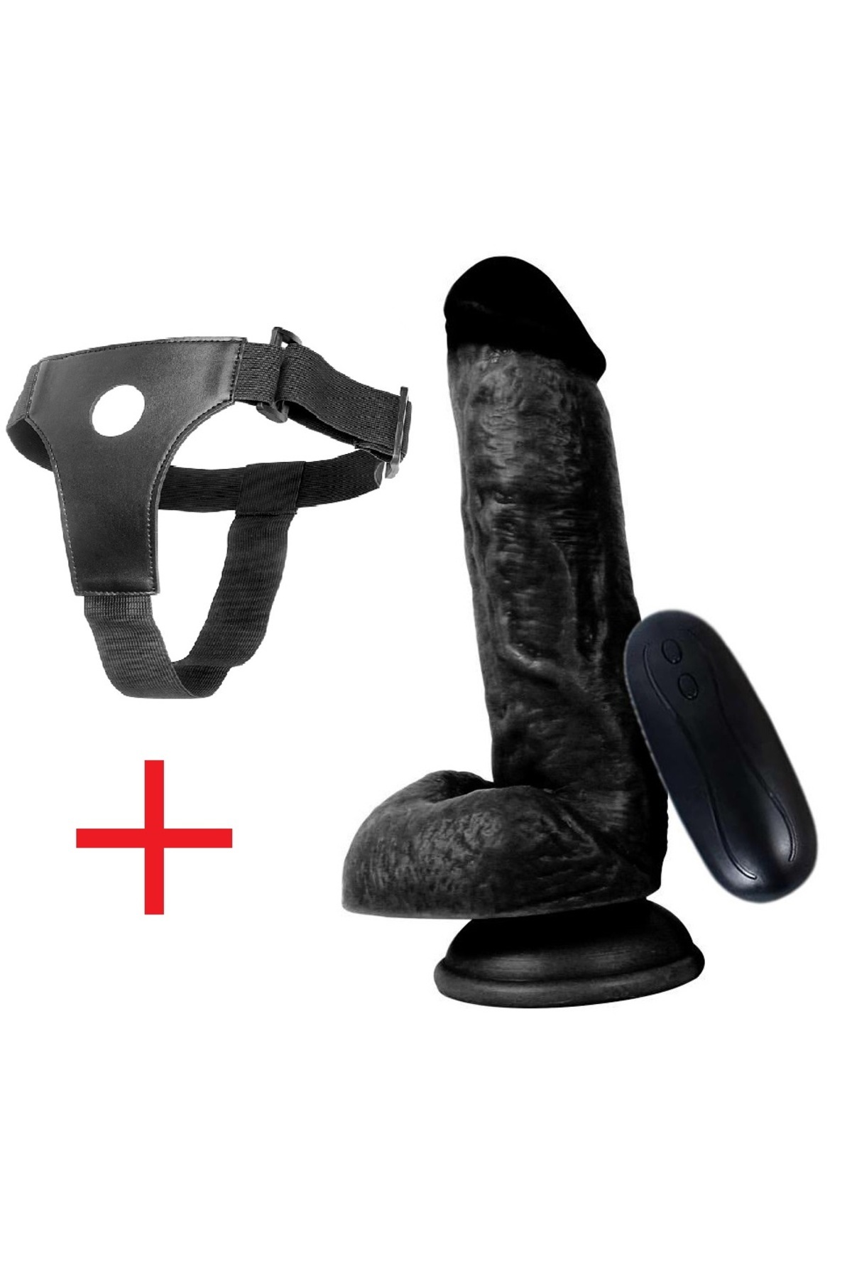 Kalın Zenci 18 Cm Gerçekçi Dokuda Vantuzlu Realistik Belden Bağlamalı Kemerli Vibratör Penis Dildo