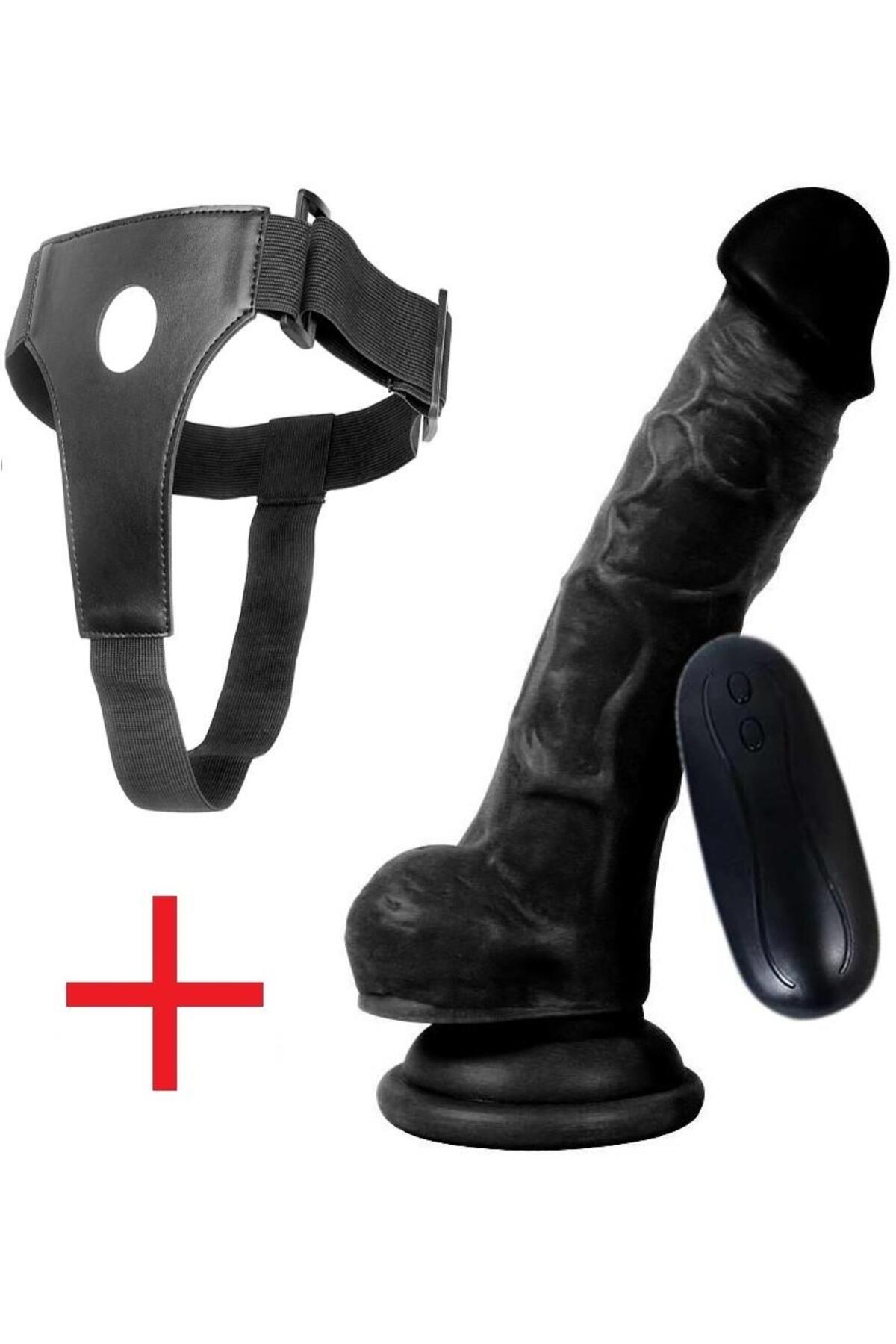 17 Cm 10 Mod Titreşimli Et Doku Kemerli Takma Vibratör Realistik Belden Bağlamalı Dildo Penis