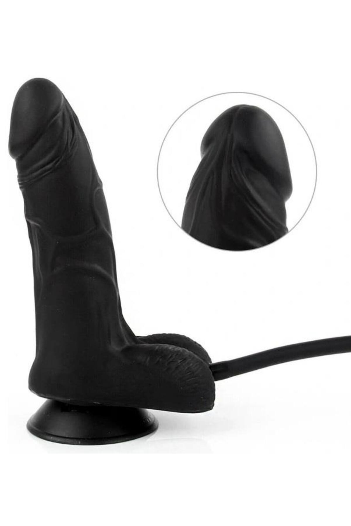 Pompalı Şişirilebilen Genişleyen Gerçekçi Doku Penis Vantuzlu Realistik Şişirmeli Siyah Dildo
