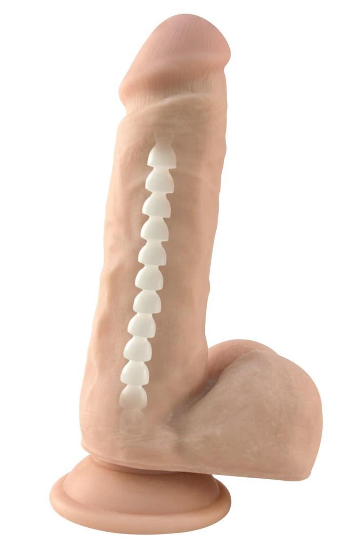 Kıkırdaklı Esnek Şekil Alabilir Yumuşak Cilt Dokusu Gerçekçi 20.5 Cm Vantuzlu Dildo Realistik Penis