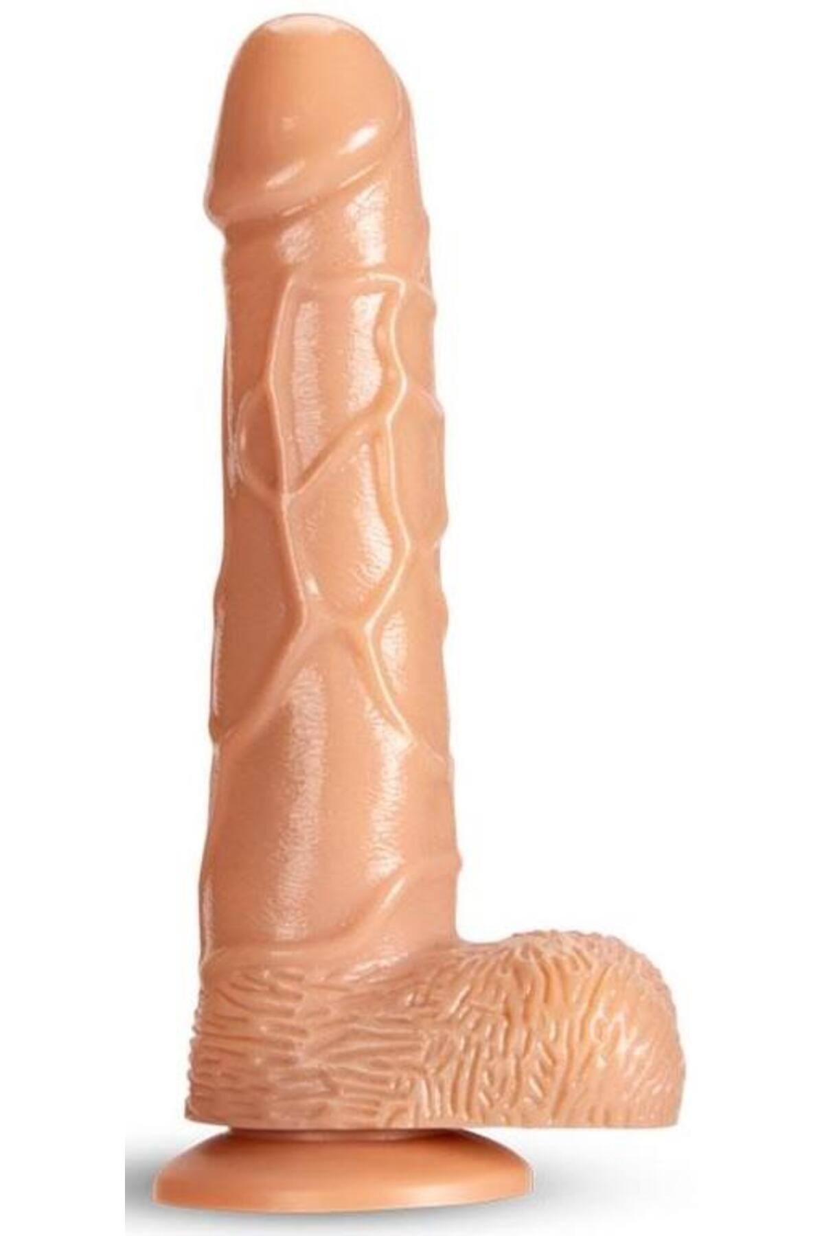 Yumuşak Ten Dokulu 18,5 Cm Vantuzlu Testis Detaylı Realistik Yetişkin Aparatı