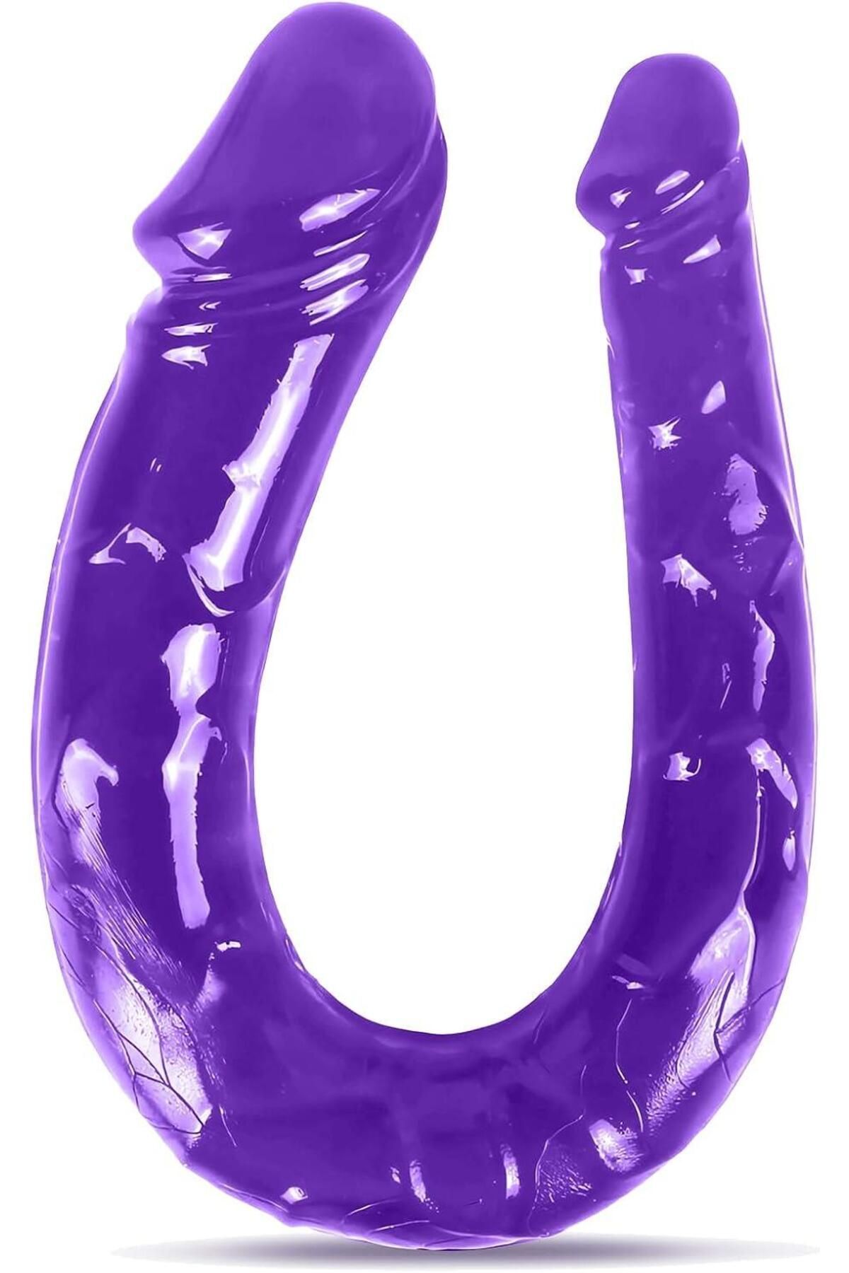Çift Başlı Esnek Yumuşak Jel Dokuda 28 Cm Anal Vajina Çift Taraflı Dildo Penis