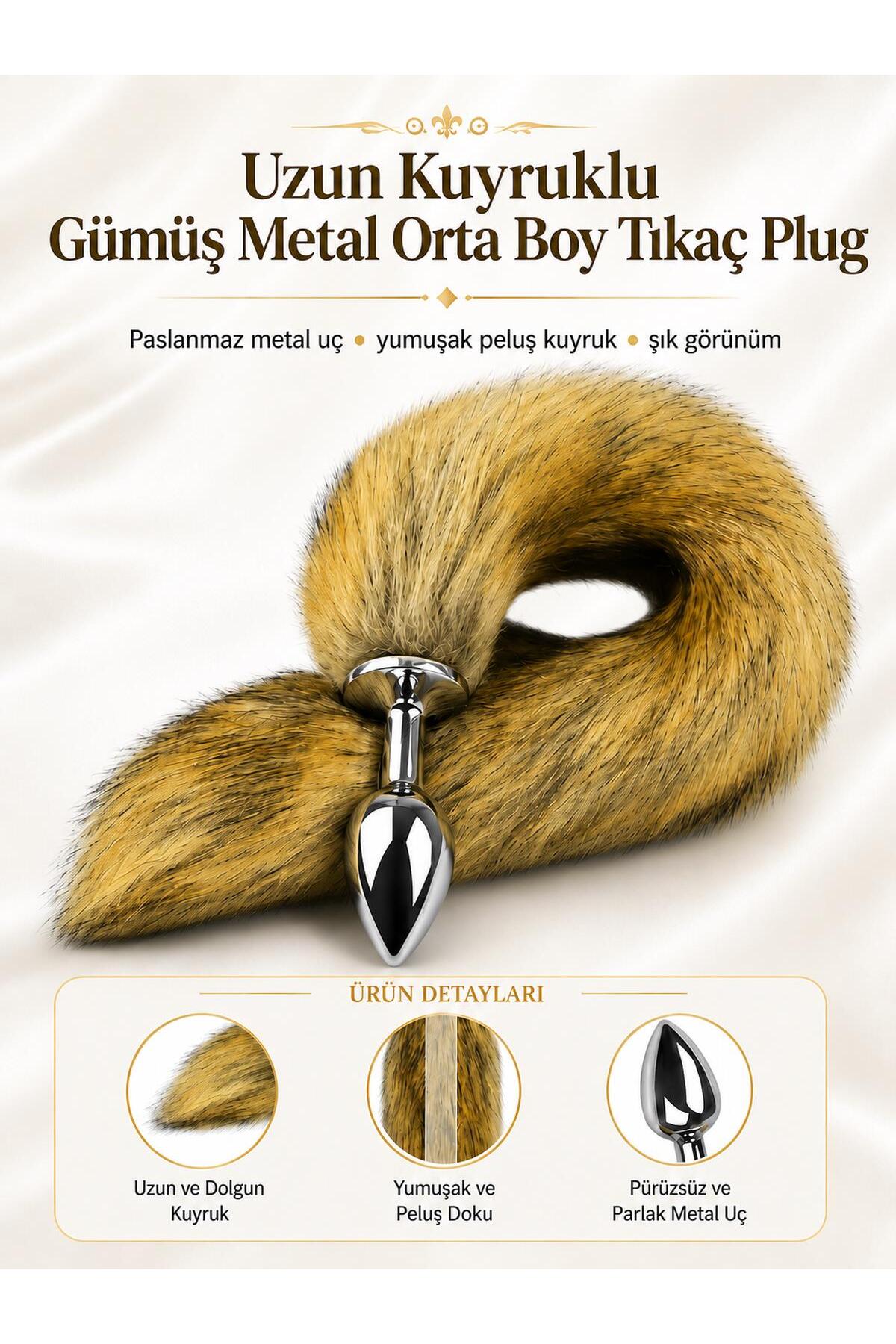 Paslanmaz 8 Cm Gümüş Metal Uzun Kuyruklu Fantezi Anal Açıcı Genişletici Alıştırıcı Anal Tıkaç Plug