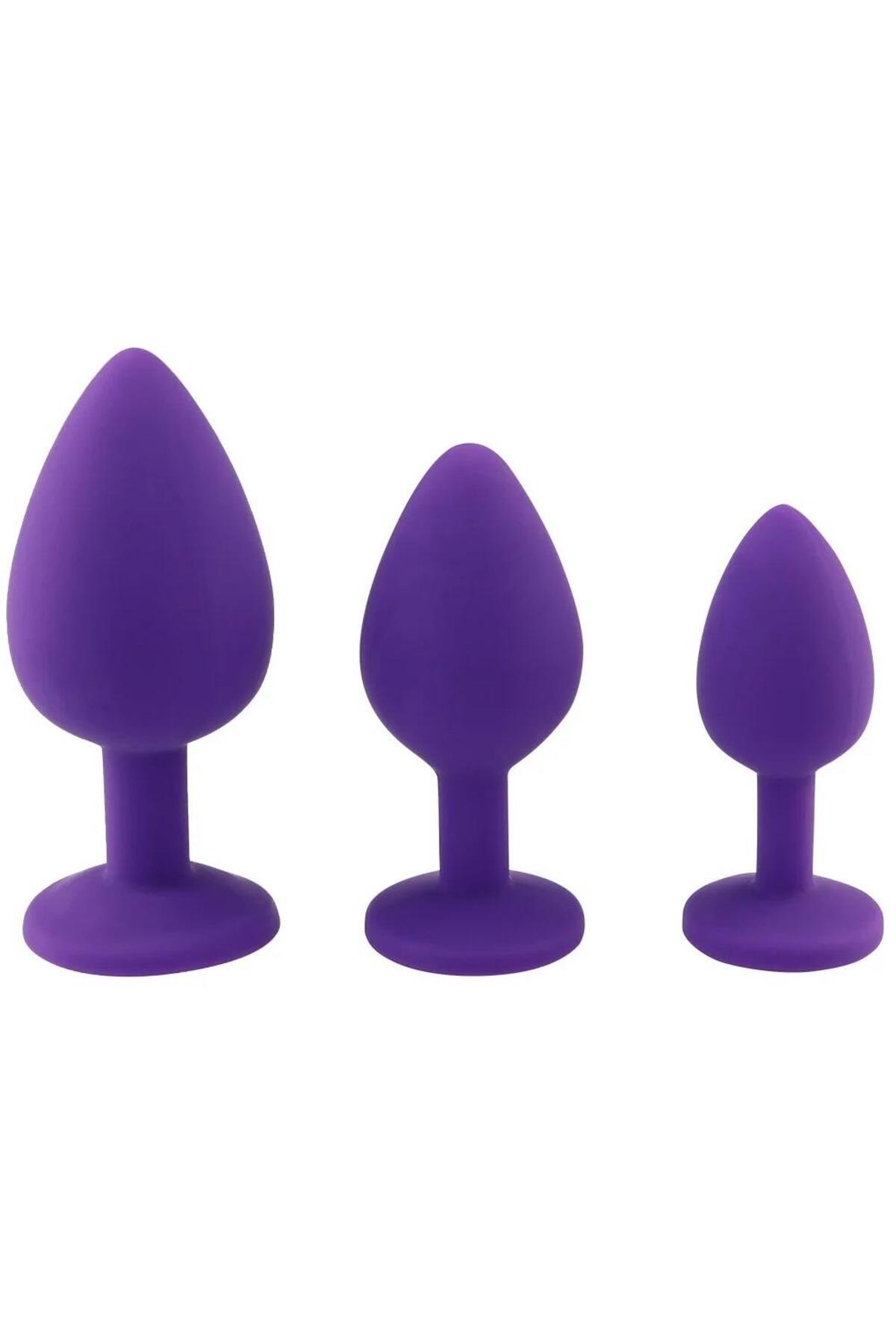 3 Farklı Boyutta Taşlı Genişletici Açıcı Alıştırıcı Yumuşak Silikon Doku Anal Plug Ve Anal Tıkaç set