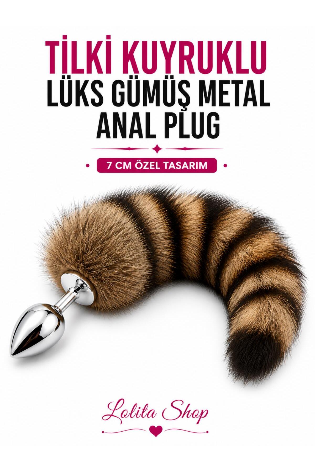 Tilki Kuyruklu Lüks Gümüş Metal 7 Cm Anal Fantezi Ürün Açıcı Genişletici Alıştırıcı Anal Plug Tıkaç