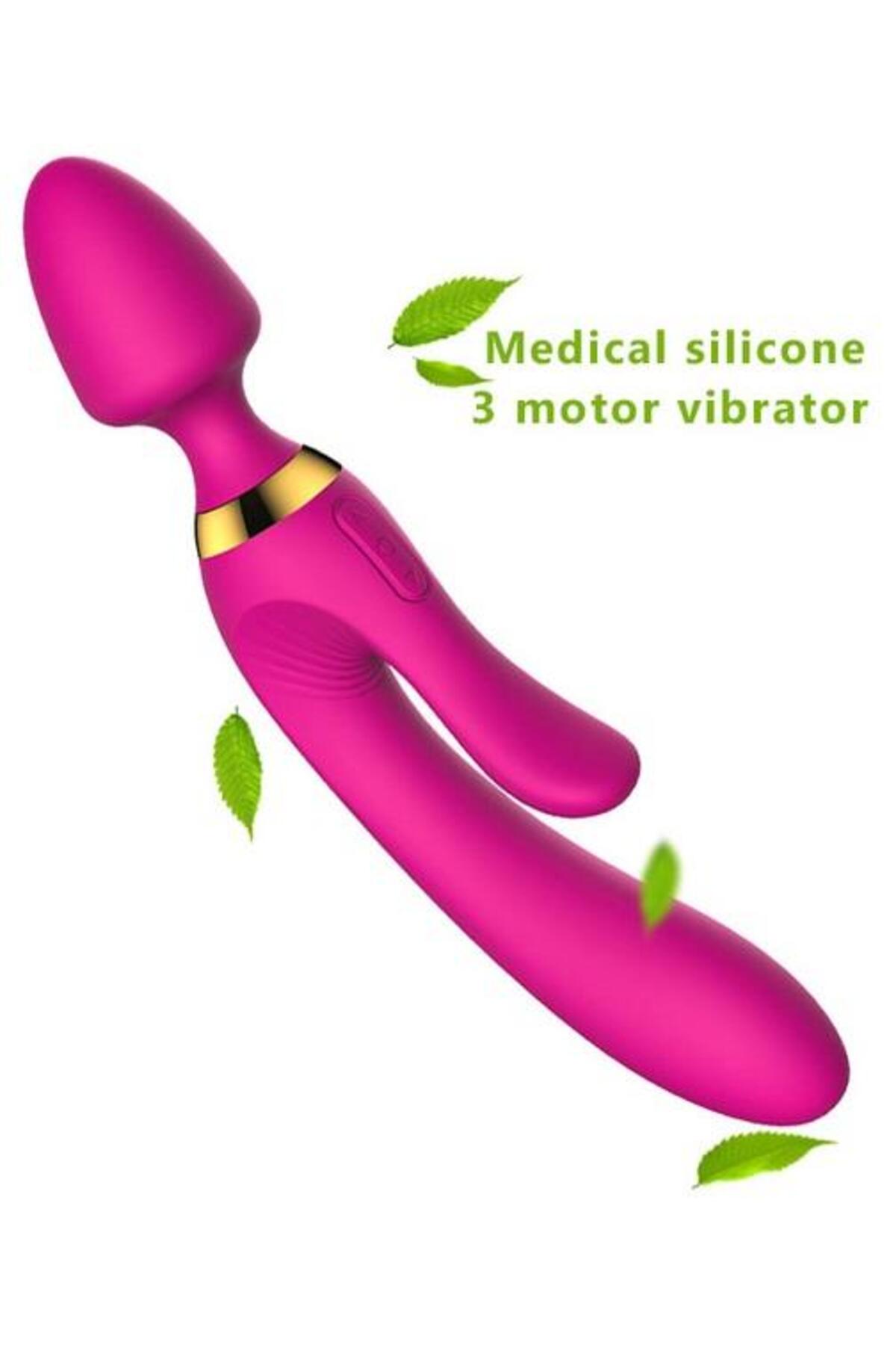 3 Motorlu USB Şarjlı Soft Medikal Silikon G Noktası ve Klitoris Uyarıcılı Vibratör
