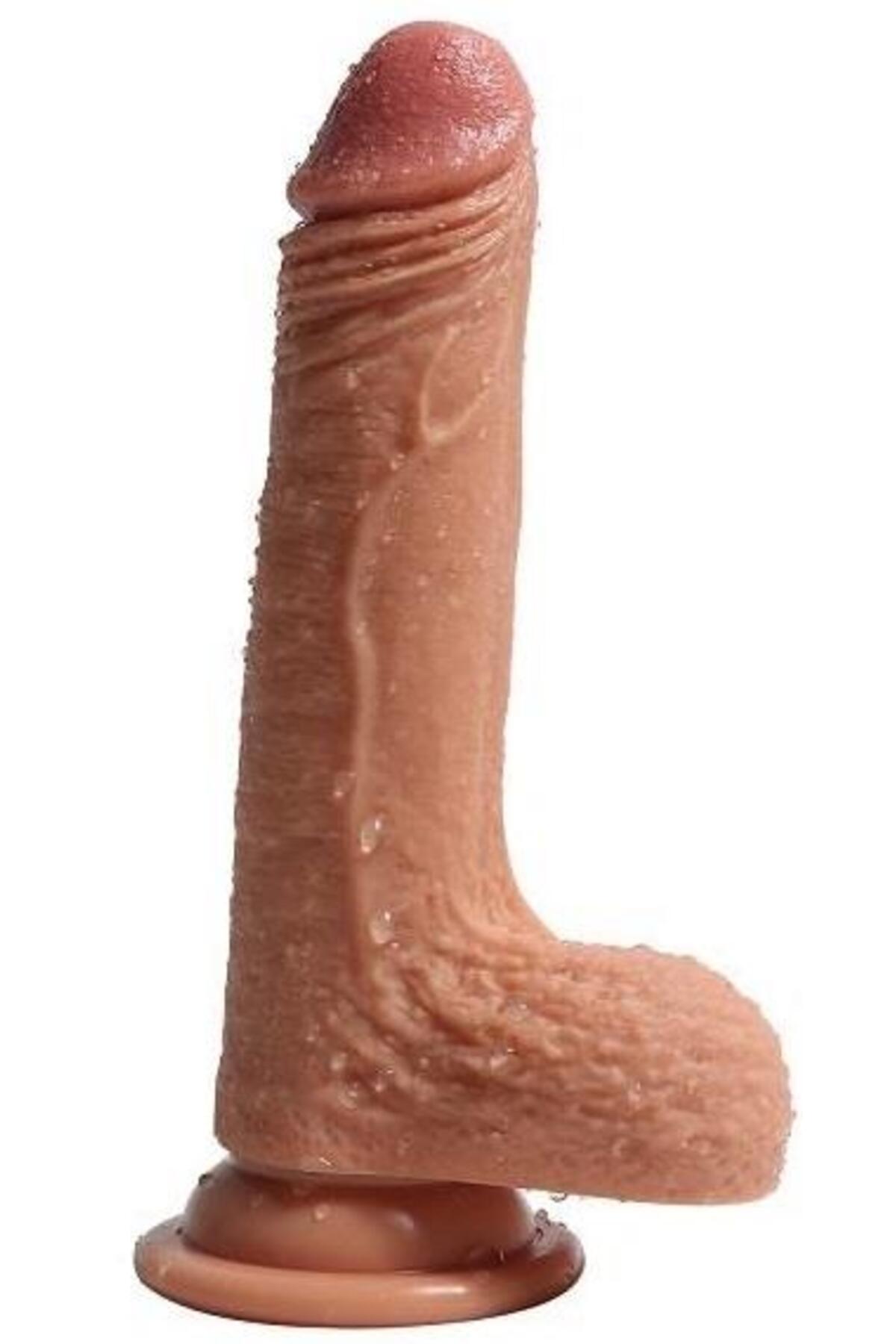 Soft Et Dokusunda Özel Çift Katmanlı 18 Cm Gerçekçi Yumuşak Penis Güçlü Vantuzlu Realistik Dildo