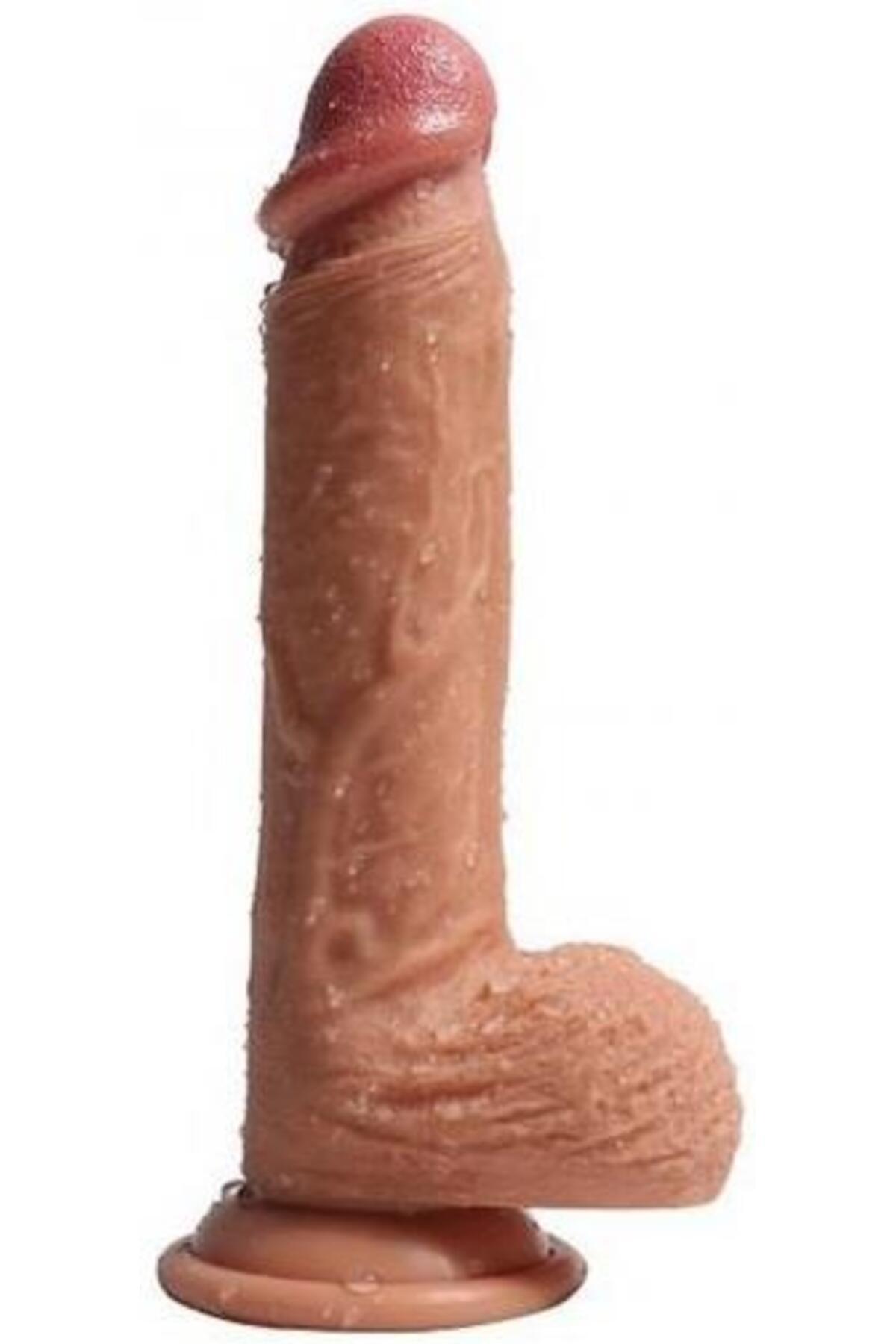 Ekstra Çift Katmanlı Ultra Yumuşak Gerçekçi Soft Dokuda 21.5 Cm Penis Güçlü Vantuzlu Realistik Dildo