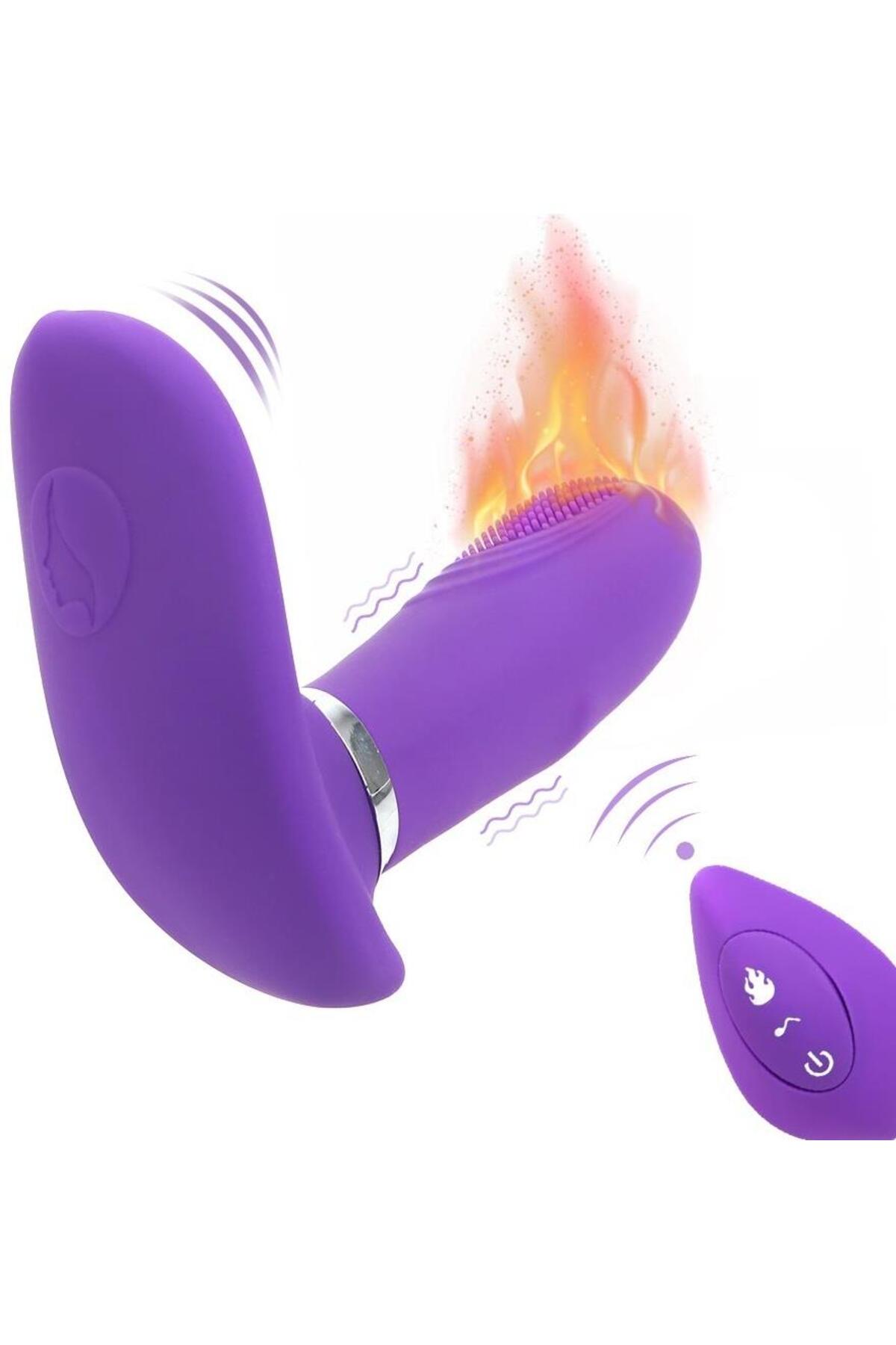 Giyilebilen Çift Motorlu Klitoris Uyarıcılı Isıtmalı 10 Mod Titreşim Usb Şarjlı Orgazm Vibratör