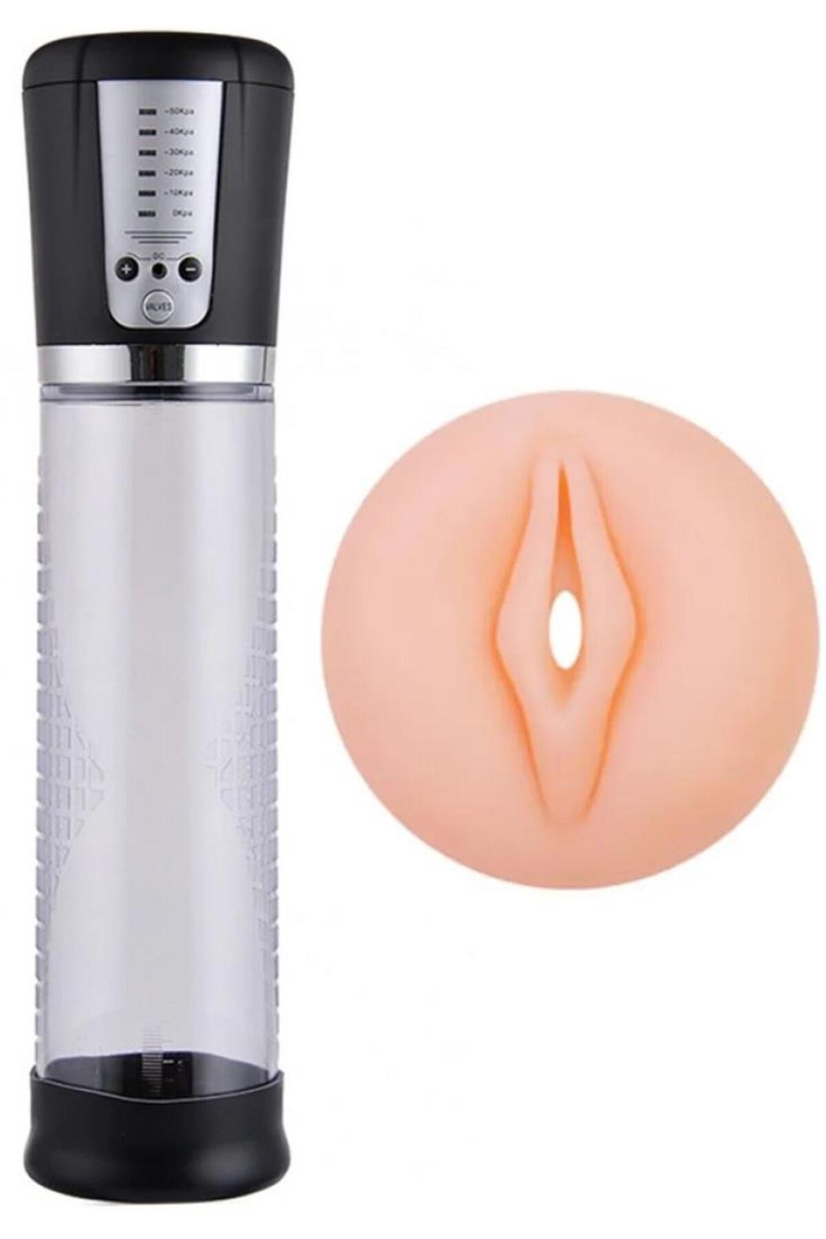 Otomatik Usb Şarjlı Güçlü Vakum Gücü 6 Kademe Çekim Fonksiyonlu Vajina Ağızlı Penis Pompası