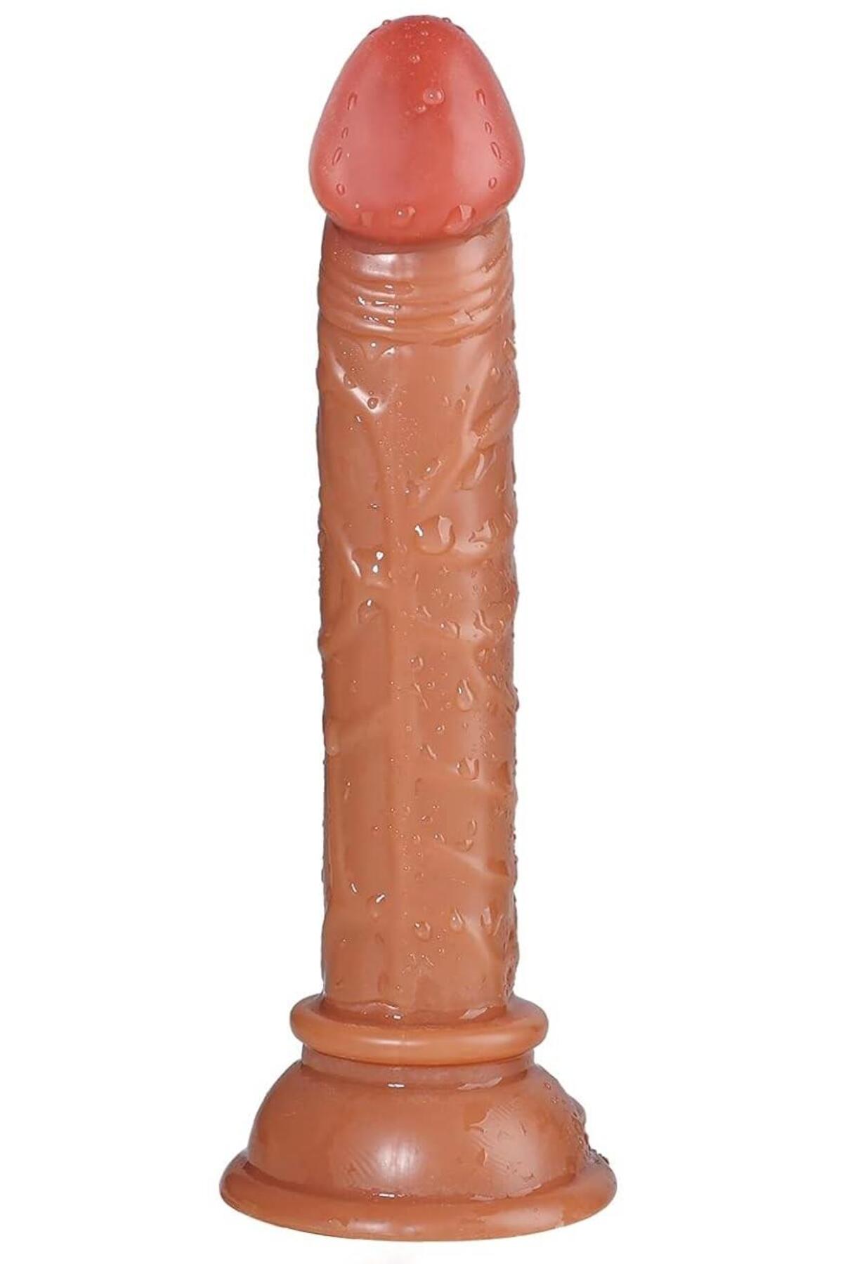 Gerçekçi Yumuşak Dokuda 13.5 Cm Penis Anal Ve Vajina Kullanılabilen Melez Vantuzlu Realistik Dildo