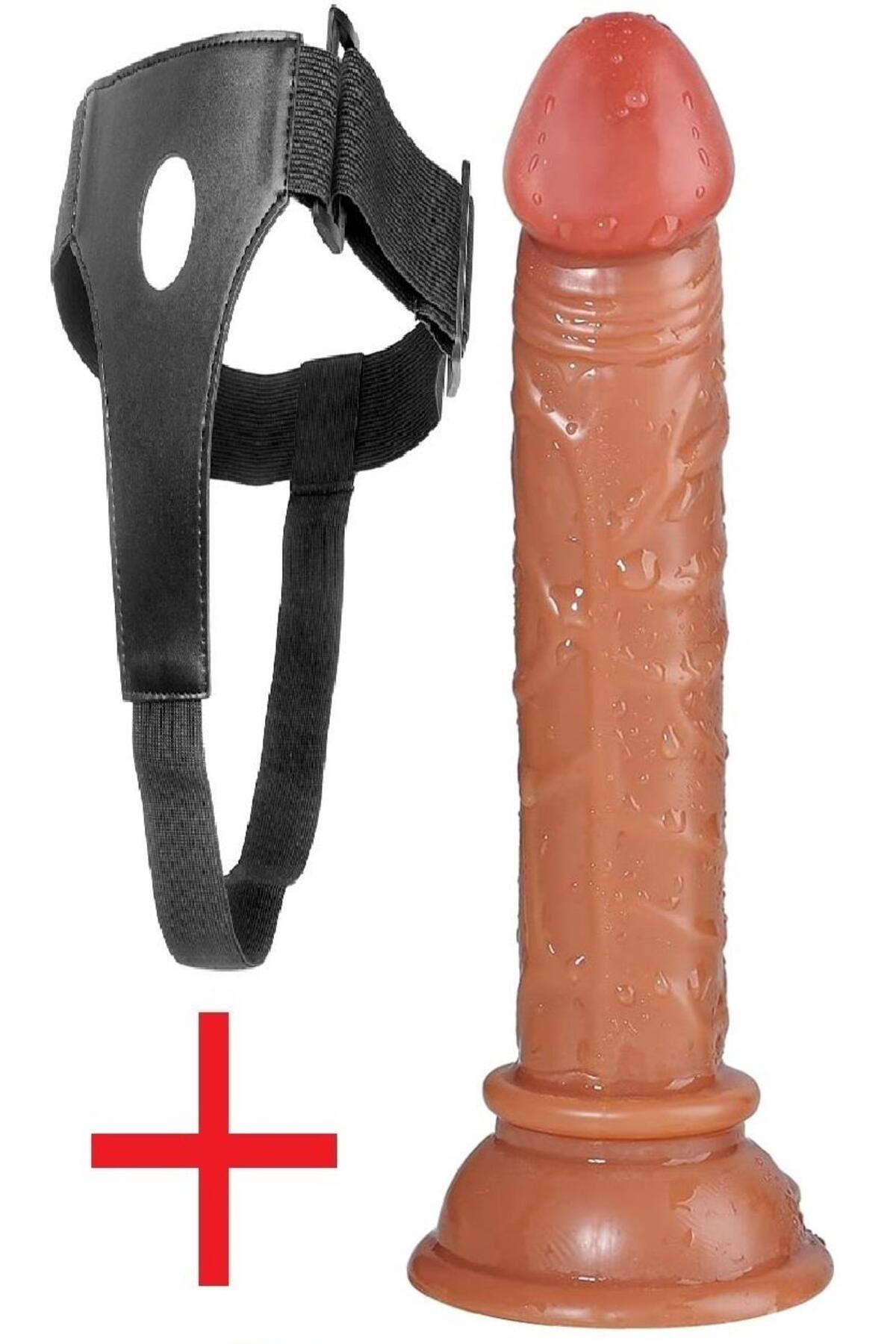 Belden Bağlamalı Yumuşak 13 Cm Kemerli Anal Vajina Yumurtalıksız Melez Vantuzlu Takma Dildo Penis