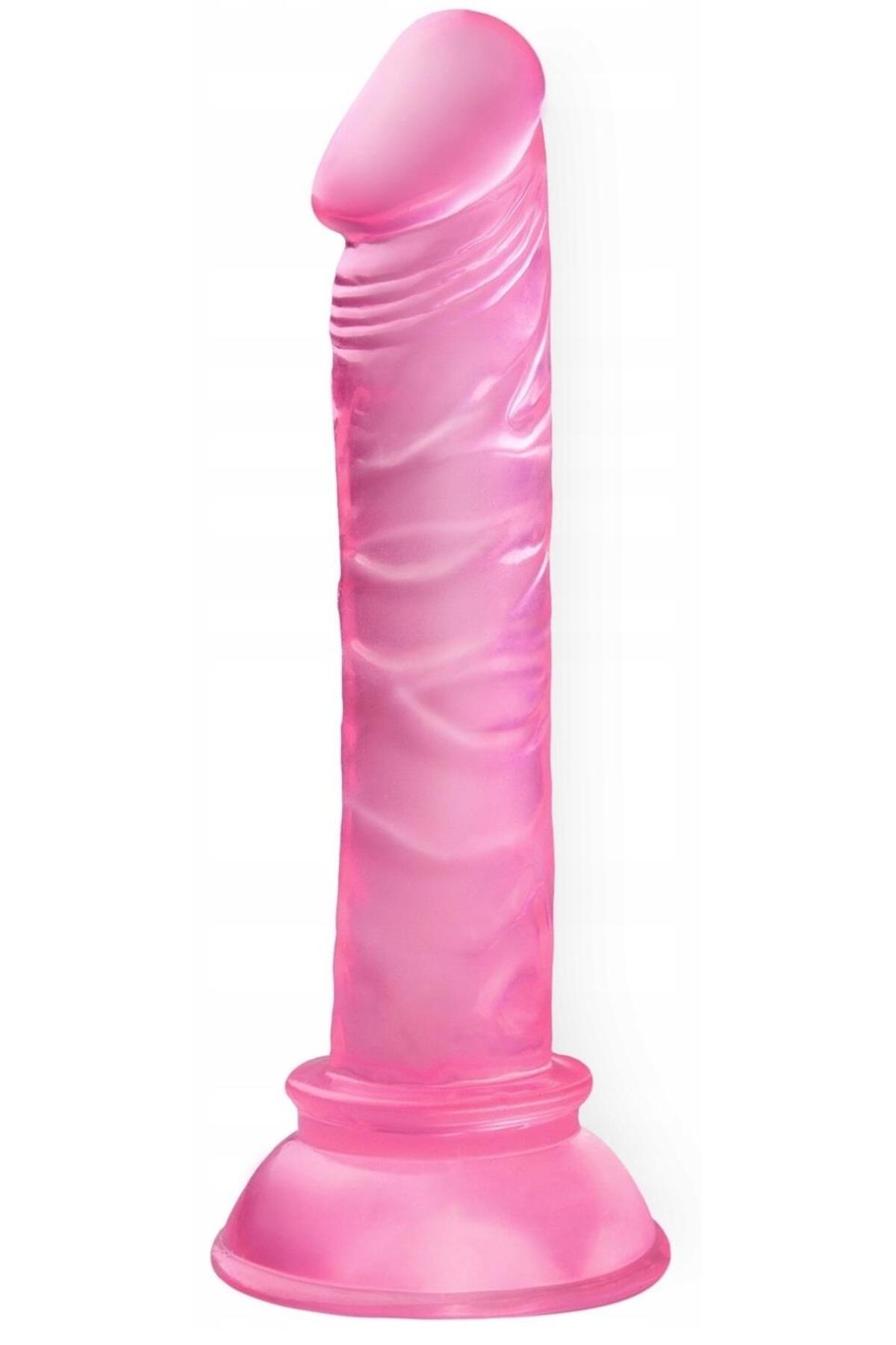 Esnek Ultra Yumuşak Pembe Jel Dokuda 14 Cm Anal Vajina Kullanılabilen Vantuzlu Realistik Dildo Penis