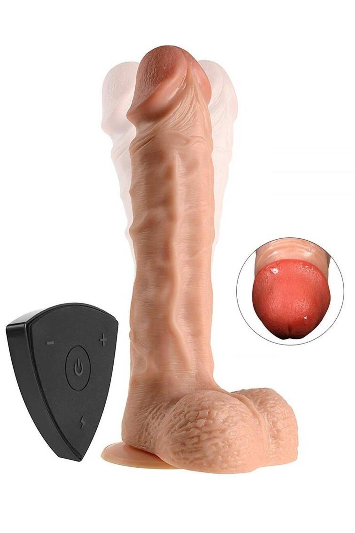 Bronte Uzaktan Kumandalı Şarjlı 20.5 Cm Oynar Başlıklı 20 Mod Titreşimli Penis Realistik Vibratör