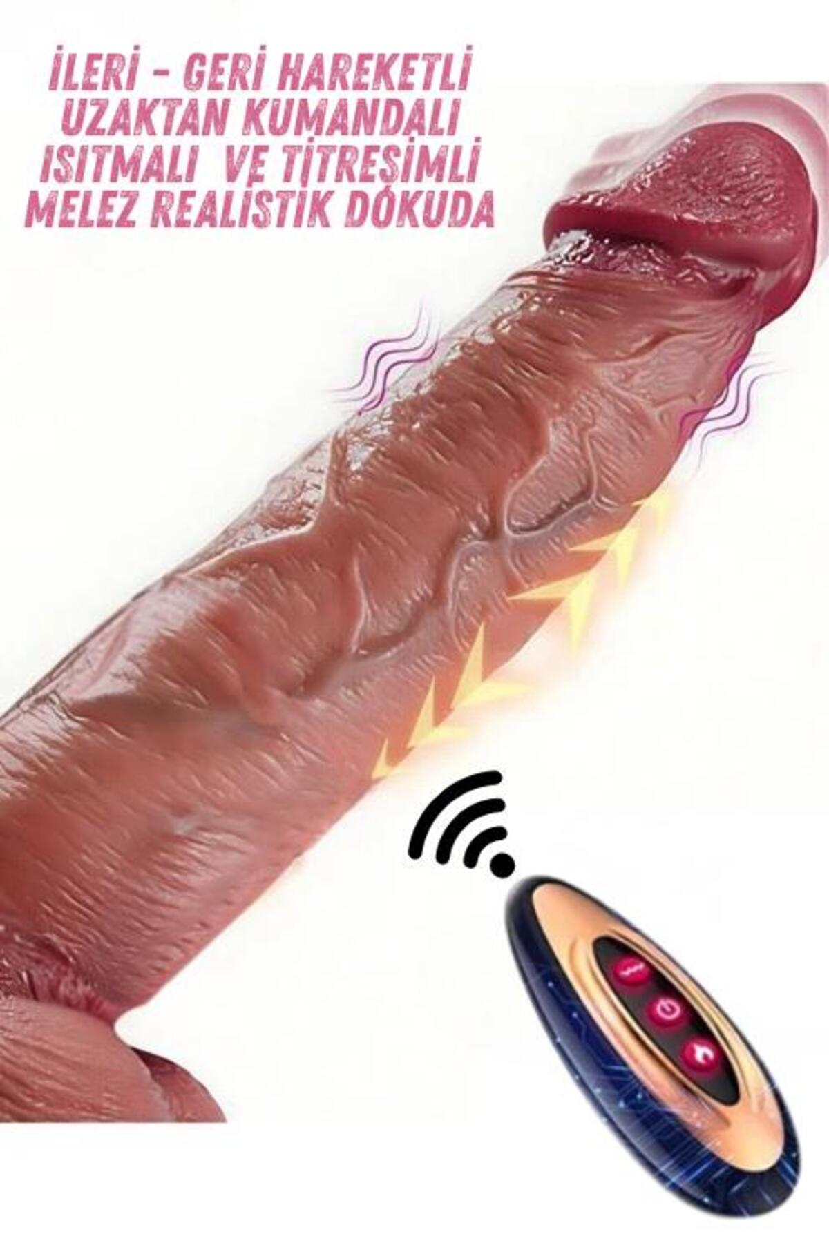 Rotasyonlu İleri Geri Hareketli Isıtmalı Titreşimli Uzaktan Kumandalı 22 Cm Soft Melez Penis Dildo