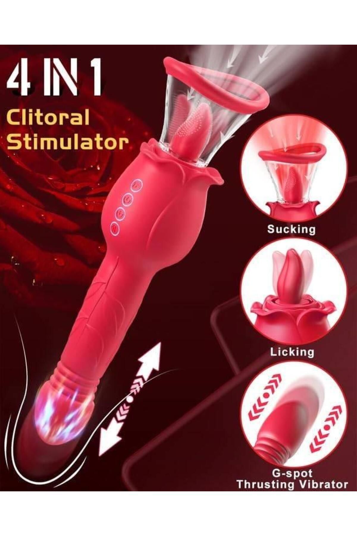 4 In 1 7 Mod Dil Atabilen 3 Mod Emiş Gücü Ve 3 Mod Ileri Geri Hareket Titreşim Soft Silikon Vibratör